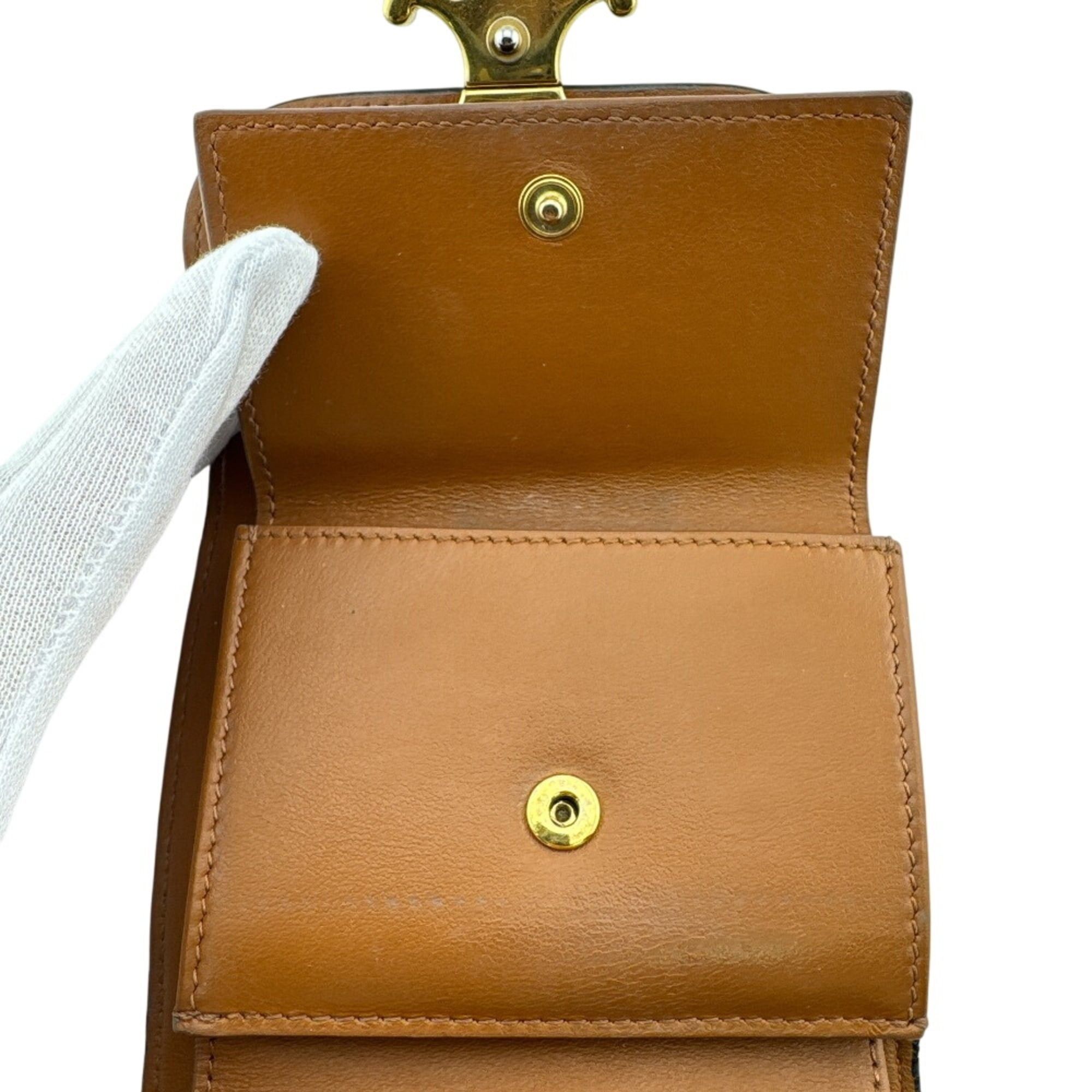Celine CELINE Triomphe Tri-fold Wallet, Brown Size ONE SIZE - 10 Thumbnail