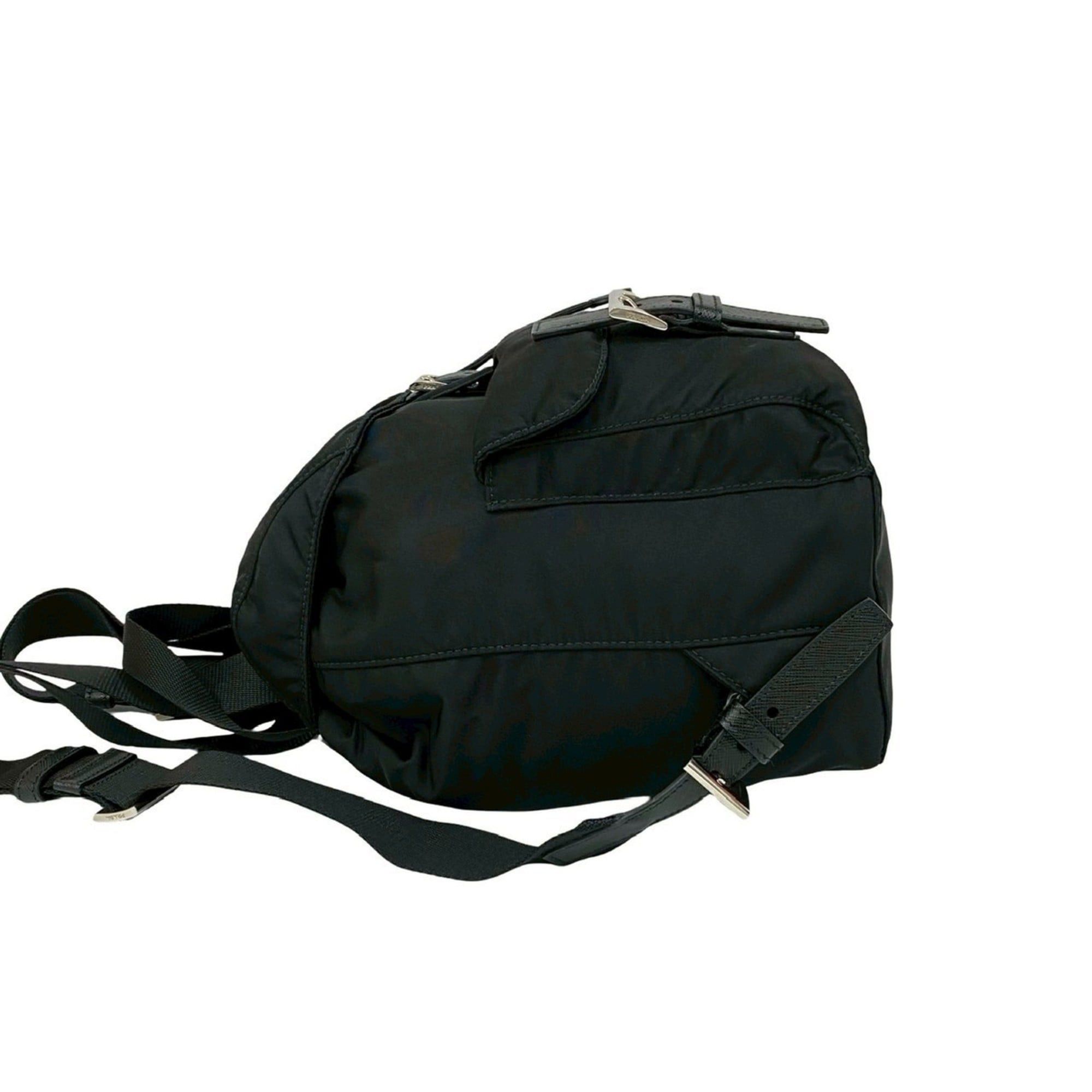 Prada Prada Triangle Logo Tessuto Nylon Saffiano Leather Backpack, Black 05157 Size ONE SIZE - 5 Thumbnail