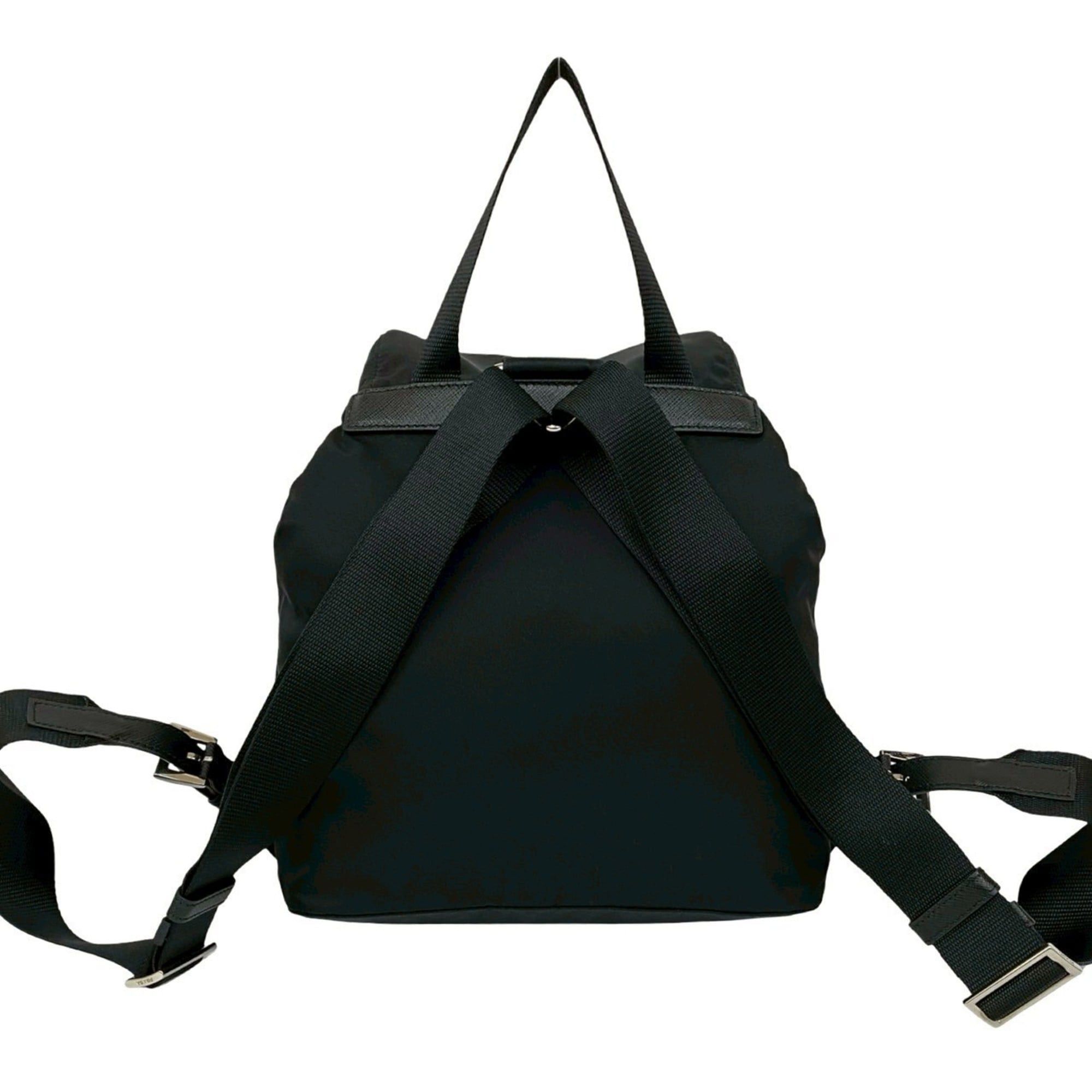 Prada Prada Triangle Logo Tessuto Nylon Saffiano Leather Backpack, Black 05157 Size ONE SIZE - 3 Thumbnail