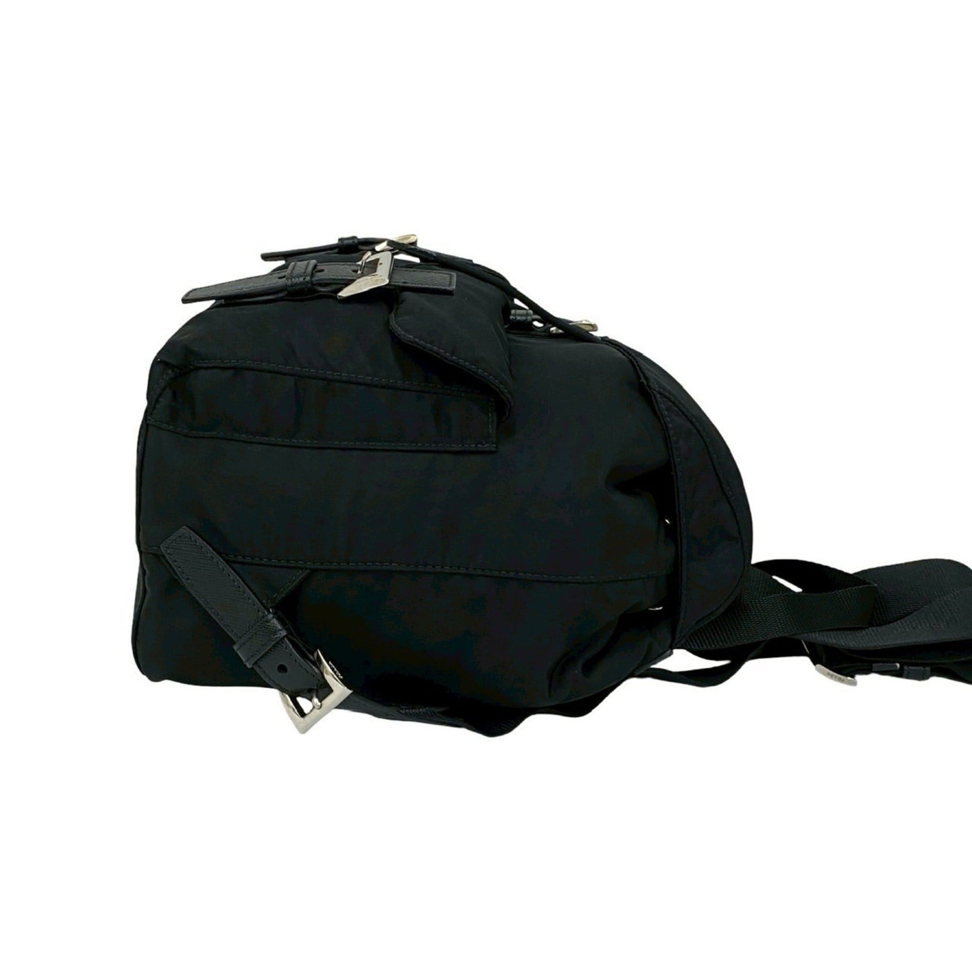 Prada Prada Triangle Logo Tessuto Nylon Saffiano Leather Backpack, Black 05157 Size ONE SIZE - 6 Thumbnail
