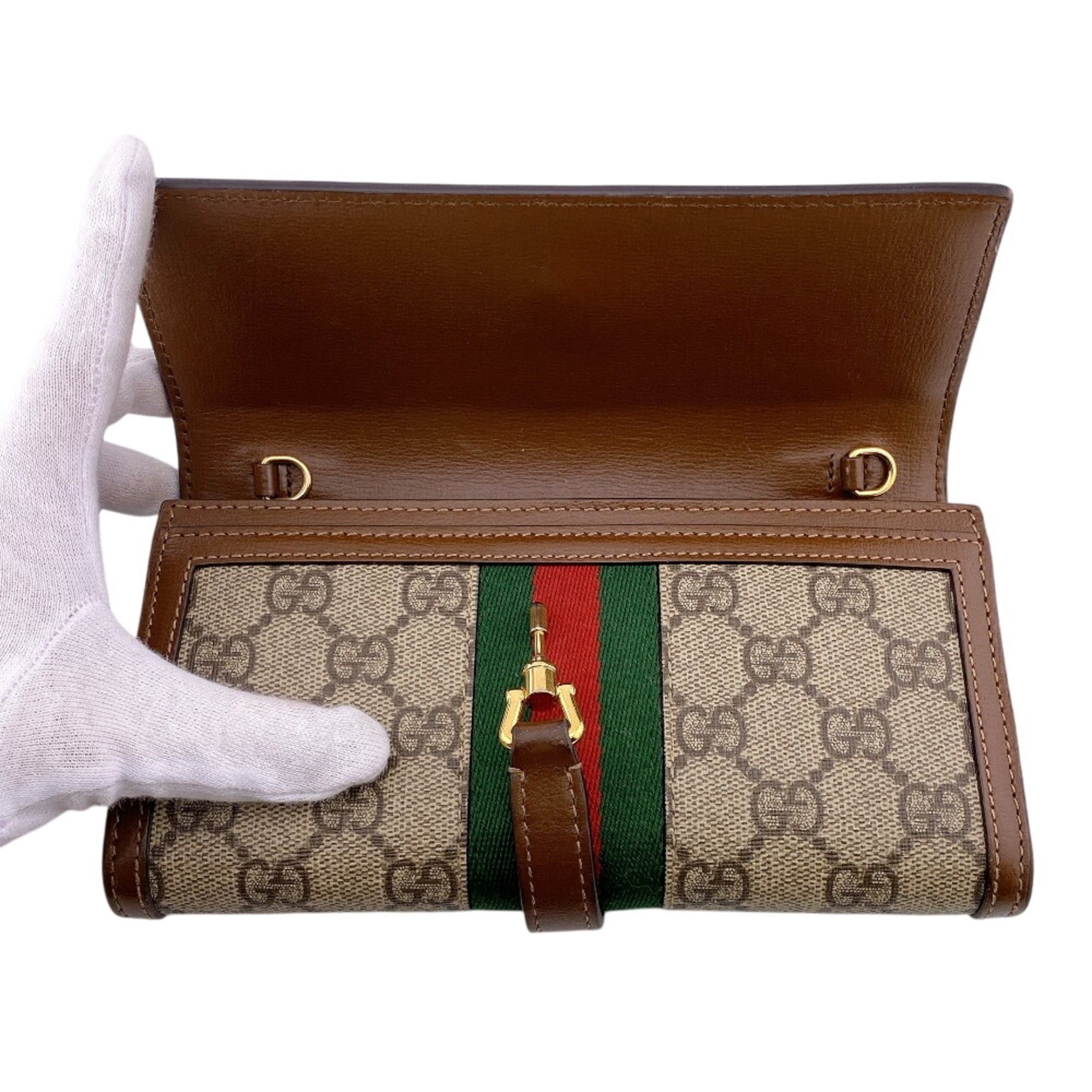 Gucci GUCCI 652681 Jackie GG Supreme Long Wallet, Card Holder, Coin Purse, Brown Size ONE SIZE - 5 Thumbnail
