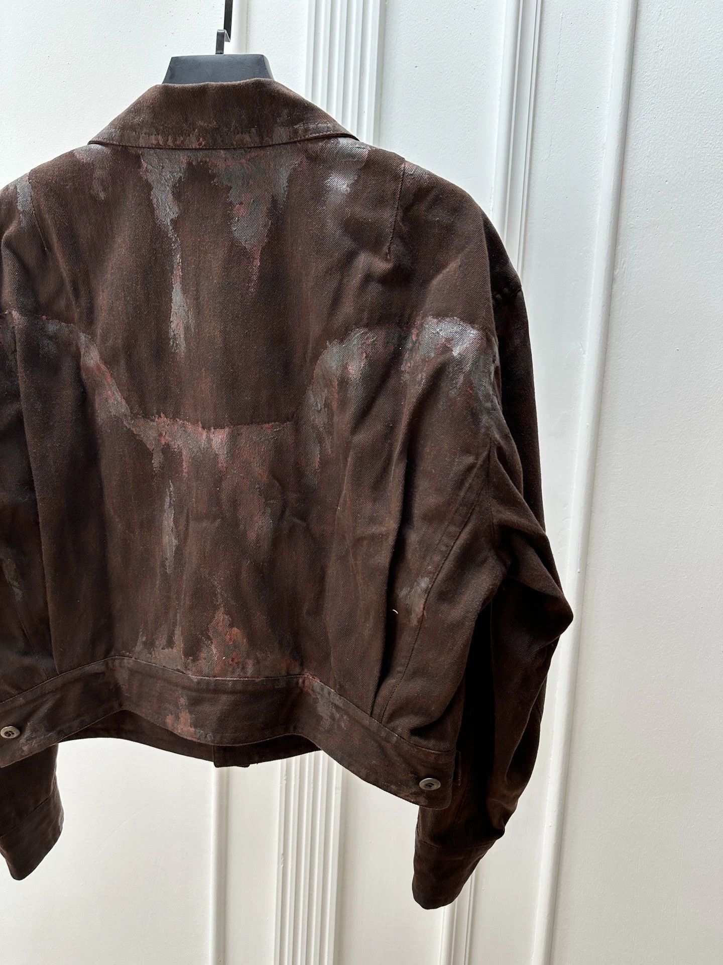Issey Miyake Brown Painted Effect Button-Up Jacket Size US M / EU 48-50 / 2 - 4 Thumbnail