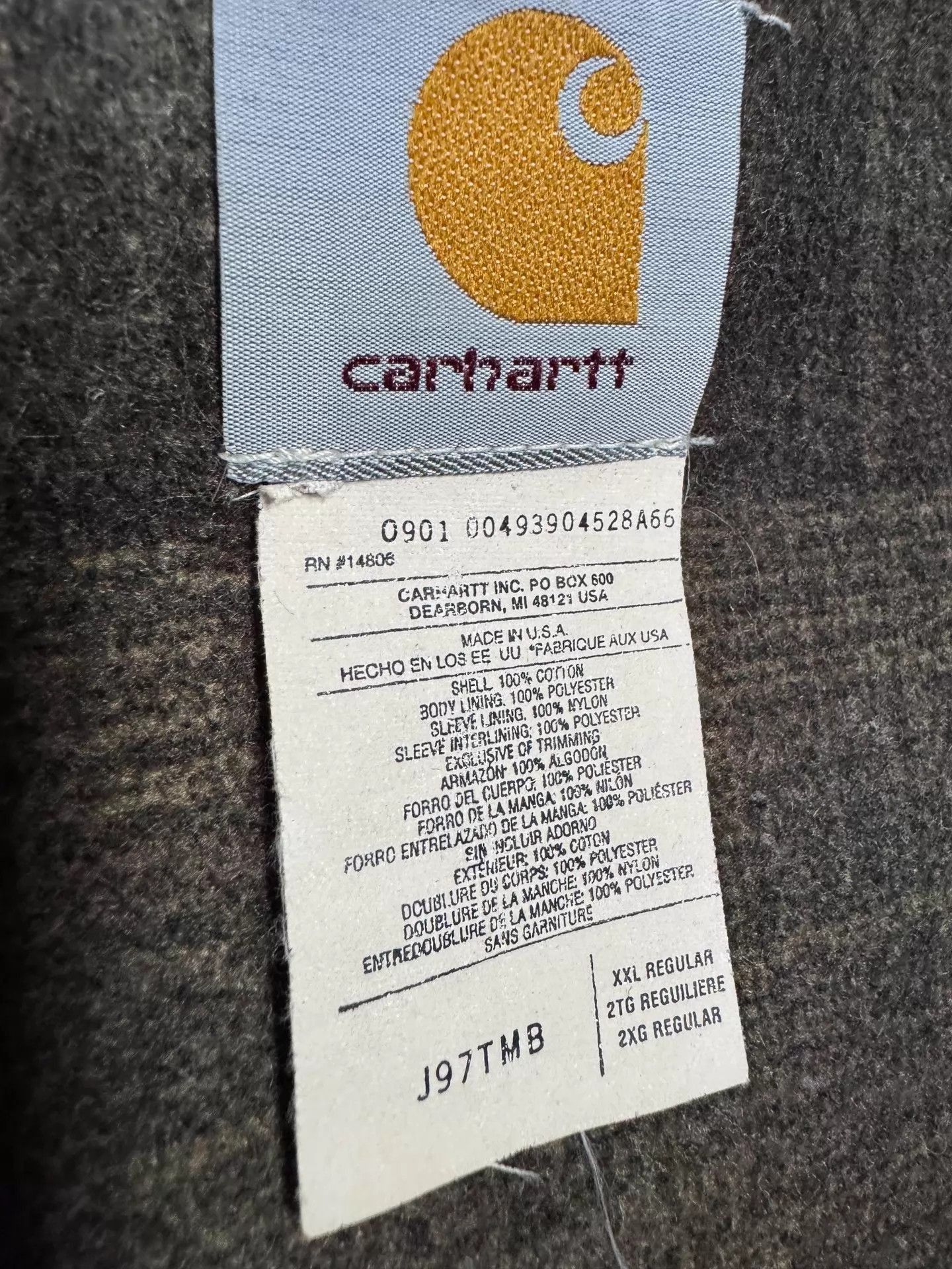 Carhartt Brown Work Jacket with Zipper and Chest Pocket Size US XXL / EU 58 / 5 - 9 Thumbnail
