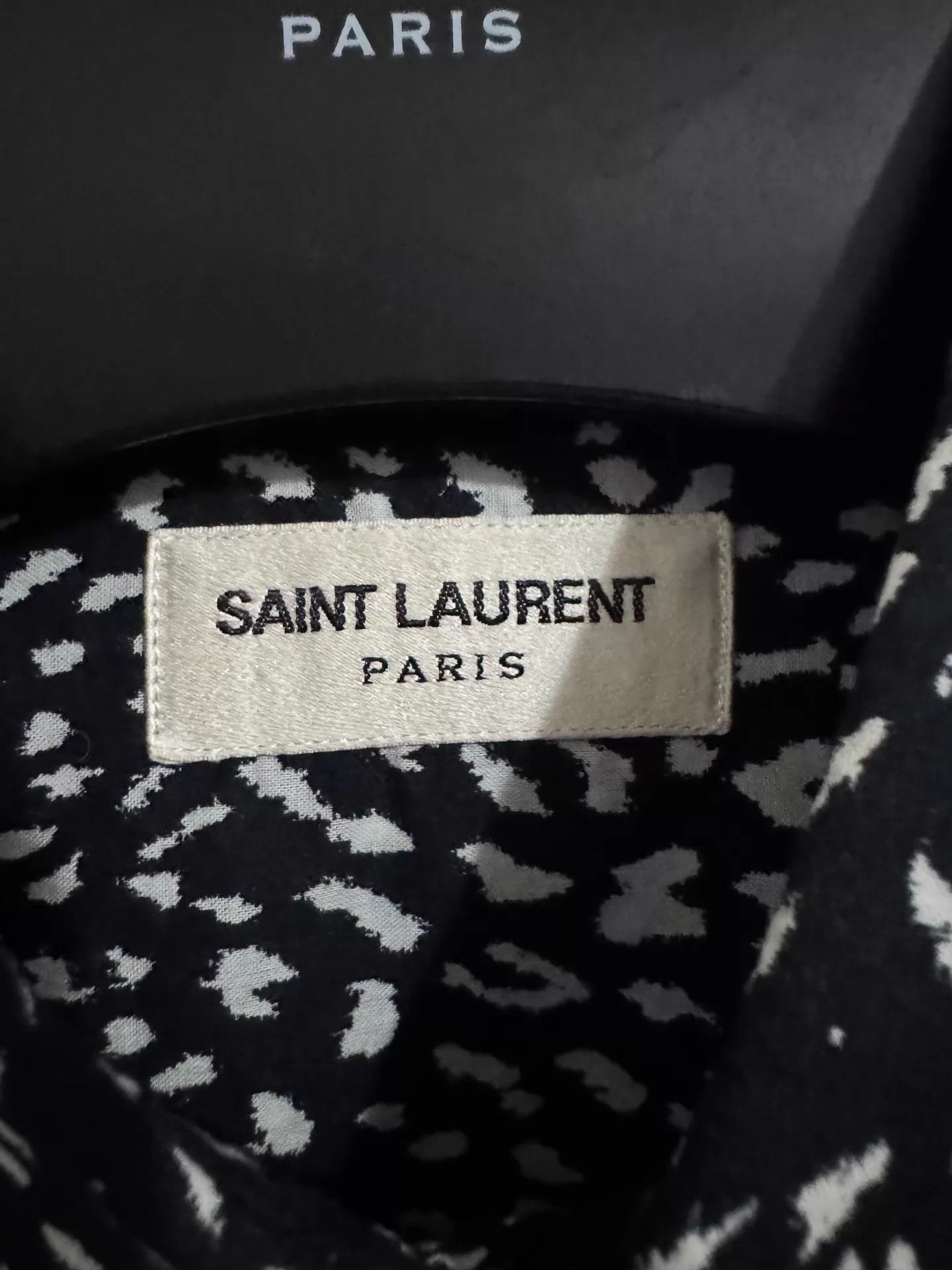 Saint Laurent Paris Black Patterned Long Sleeve Button-Up Shirt Size US S / EU 44-46 / 1 - 7 Thumbnail