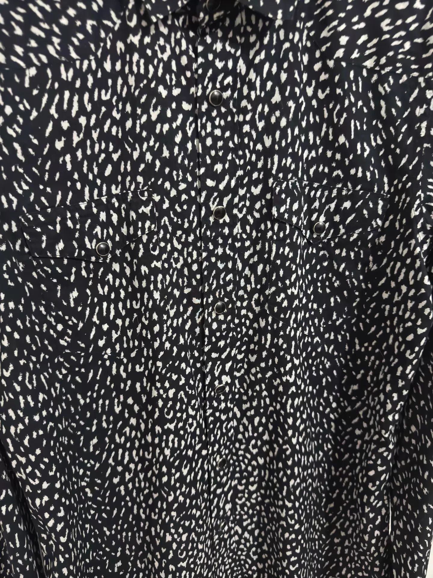 Saint Laurent Paris Black Patterned Long Sleeve Button-Up Shirt Size US S / EU 44-46 / 1 - 3 Thumbnail