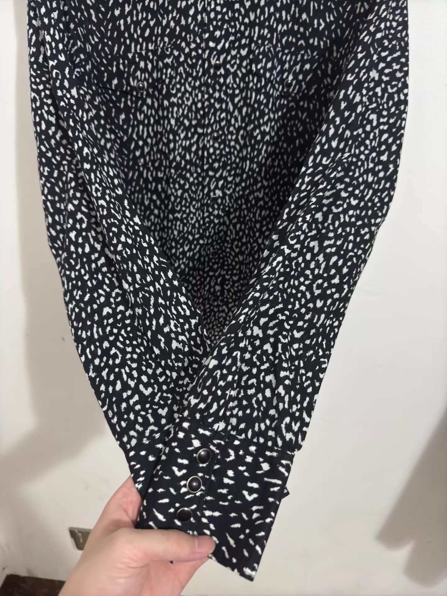 Saint Laurent Paris Black Patterned Long Sleeve Button-Up Shirt Size US S / EU 44-46 / 1 - 5 Thumbnail