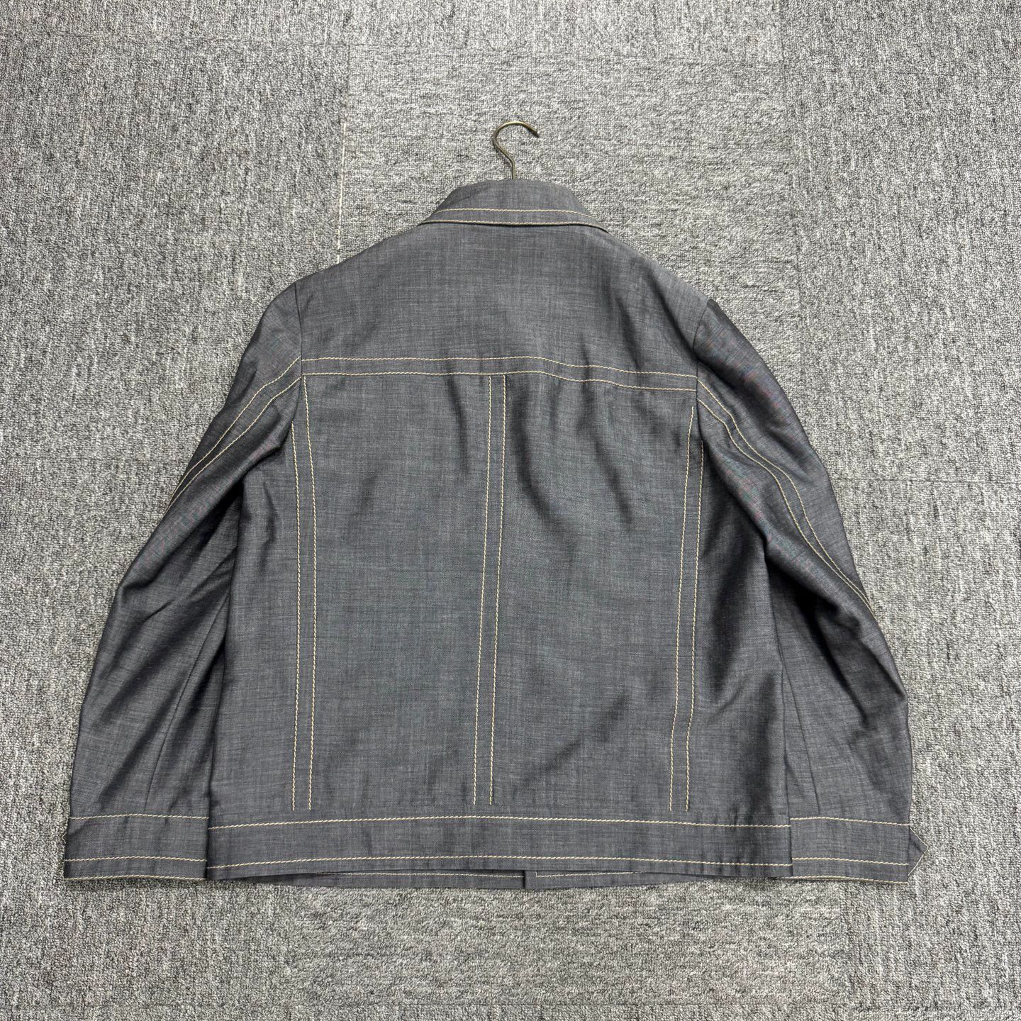 Prada Gray Denim Jacket with Contrast Stitching - Size M Size US M / EU 48-50 / 2 - 5 Thumbnail