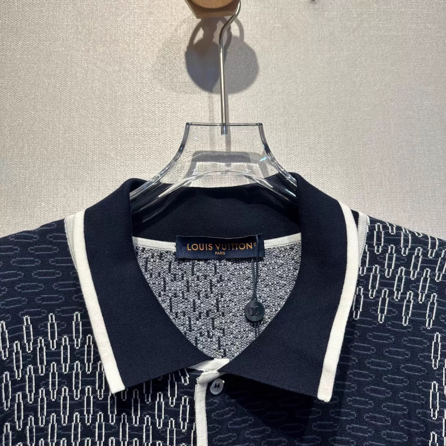 Louis Vuitton Black Patterned Short-Sleeve Polo Shirt Size US XL / EU 56 / 4 - 5 Thumbnail