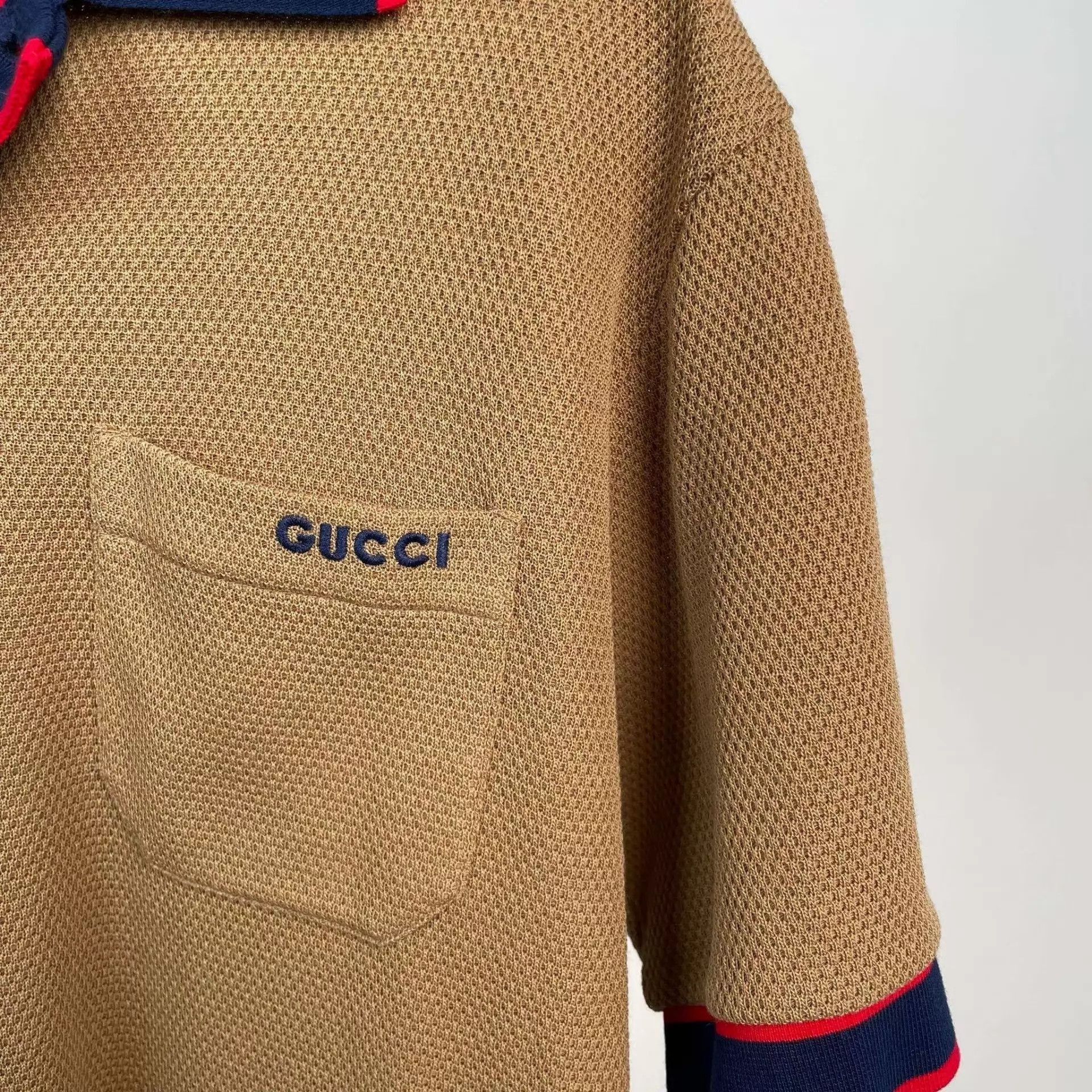 Gucci Brown Short-Sleeve Polo with Contrast Collar and Trim Size US S / EU 44-46 / 1 - 9 Thumbnail