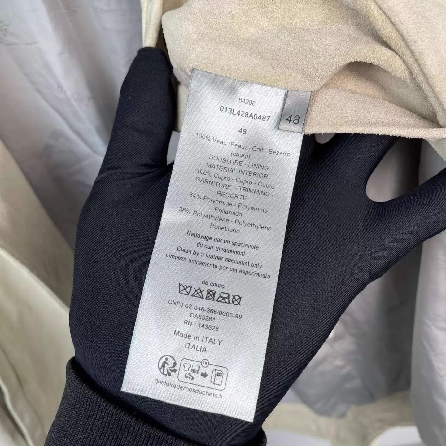 Dior Beige Leather Jacket with Collar - Size M Size US M / EU 48-50 / 2 - 2 Thumbnail