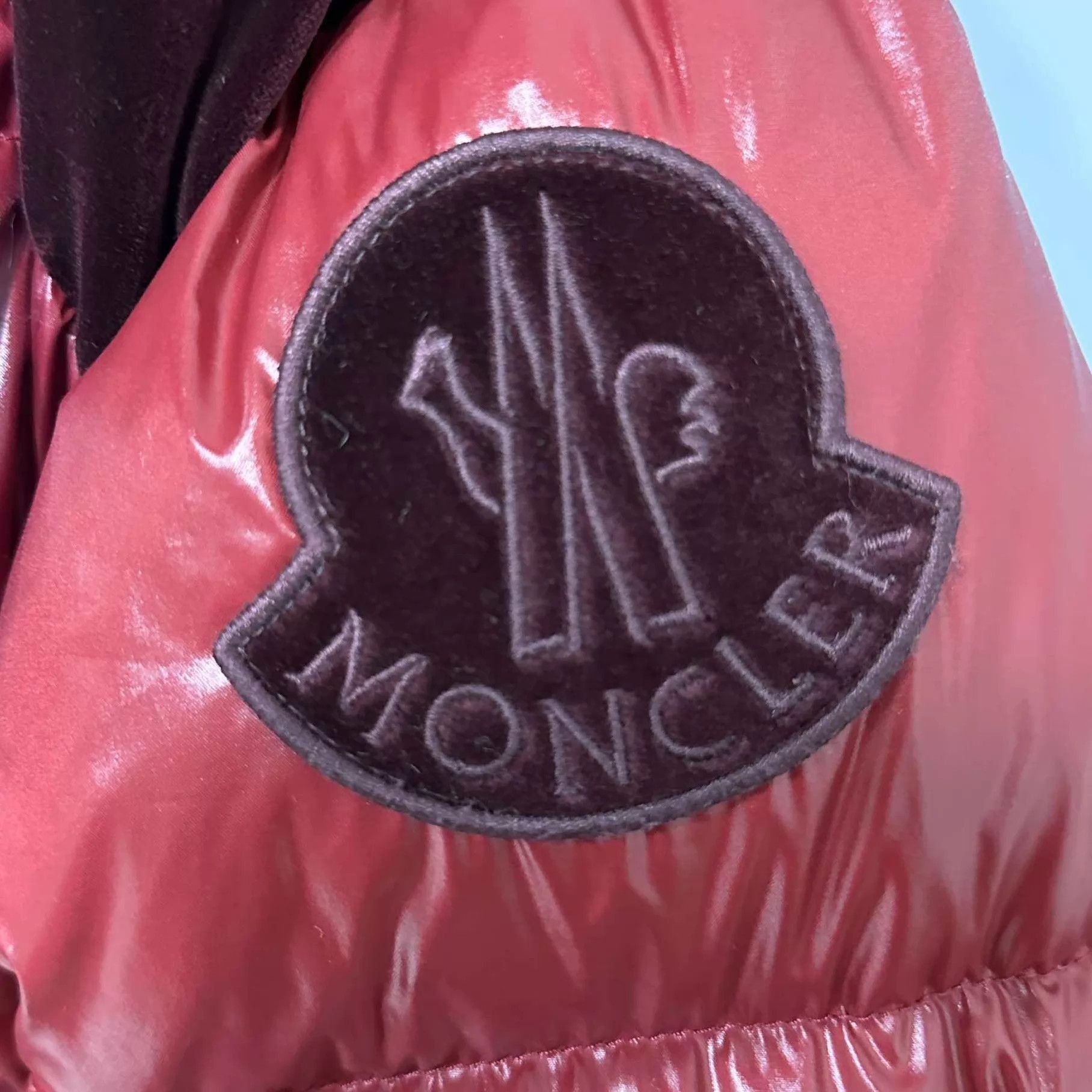 Moncler Red Puffer Jacket with Velvet Accents Size US S / EU 44-46 / 1 - 4 Thumbnail