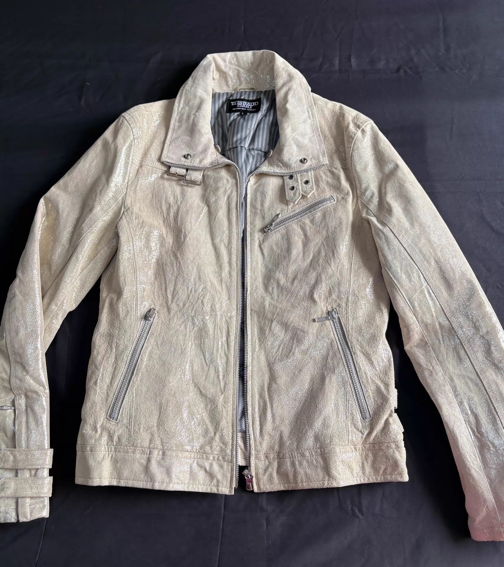 Tornado Mart Multi-Color Leather Moto Jacket Size L Size US L / EU 52-54 / 3 - 7 Thumbnail