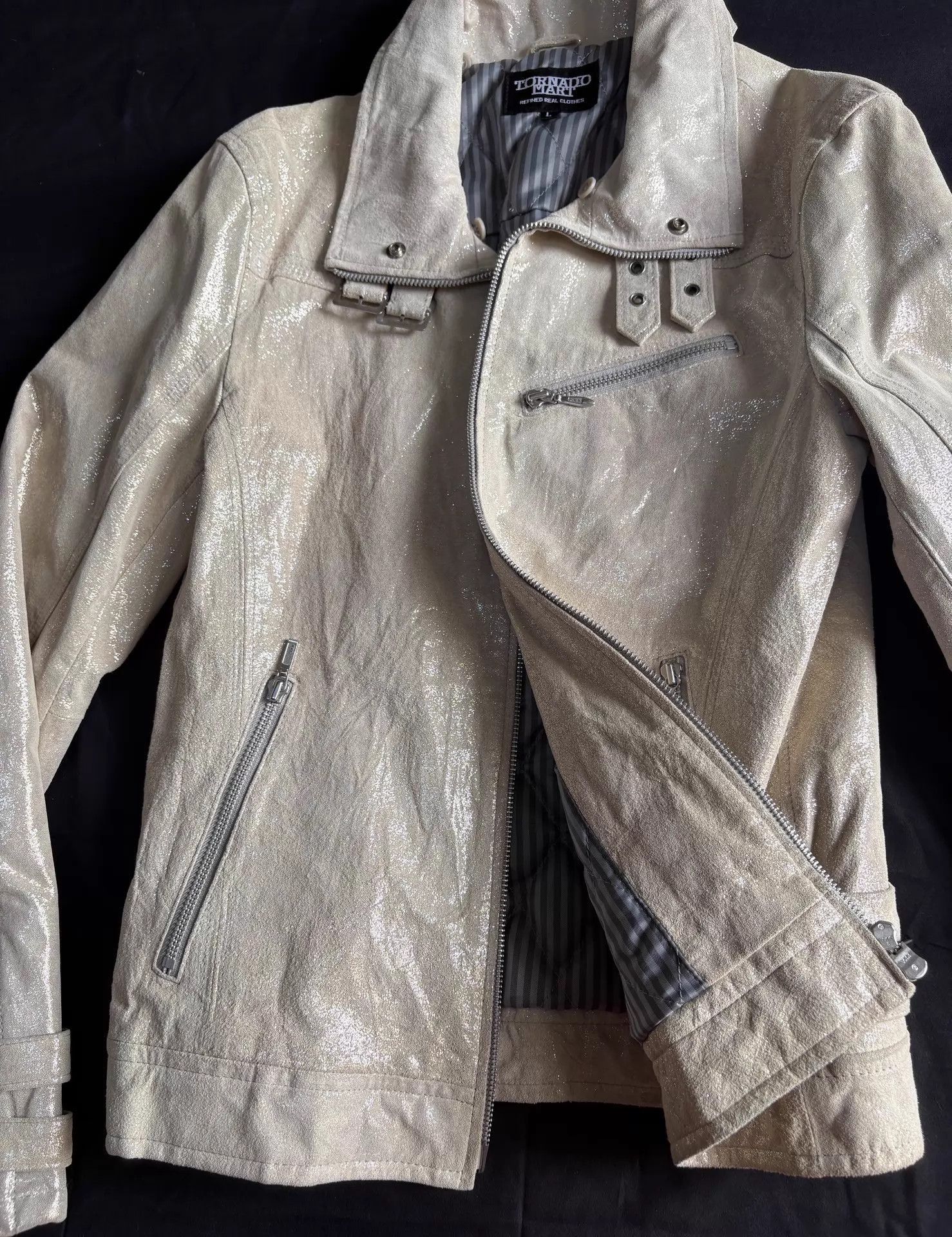 Tornado Mart Multi-Color Leather Moto Jacket Size L Size US L / EU 52-54 / 3 - 4 Thumbnail
