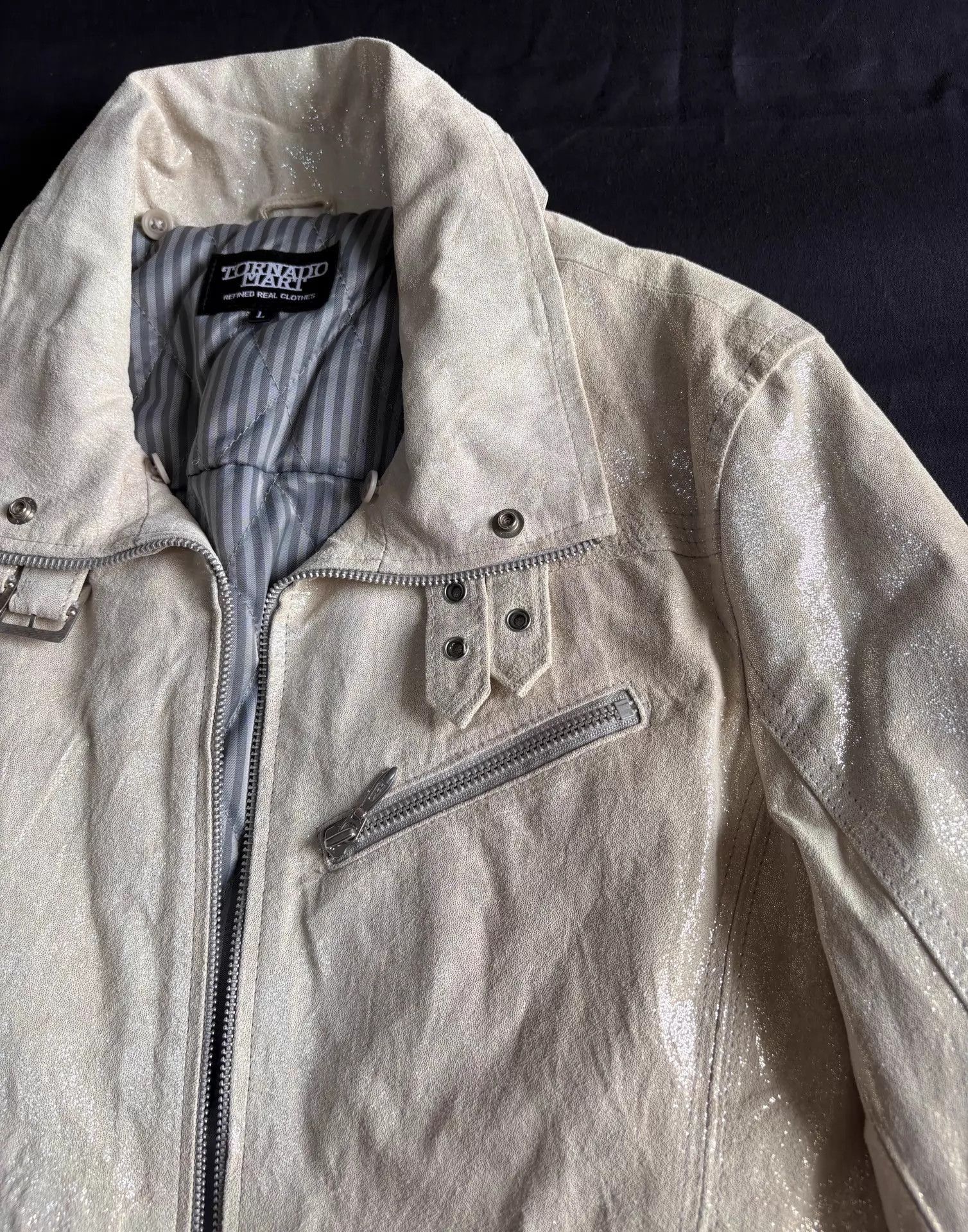 Tornado Mart Multi-Color Leather Moto Jacket Size L Size US L / EU 52-54 / 3 - 6 Thumbnail