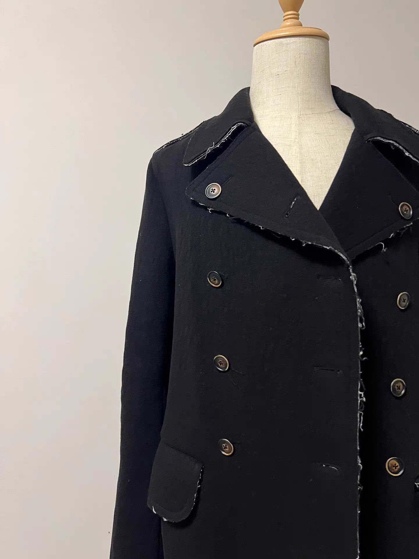 Uma Wang Black Double-Breasted Long Coat Size US M / EU 48-50 / 2 - 2 Thumbnail