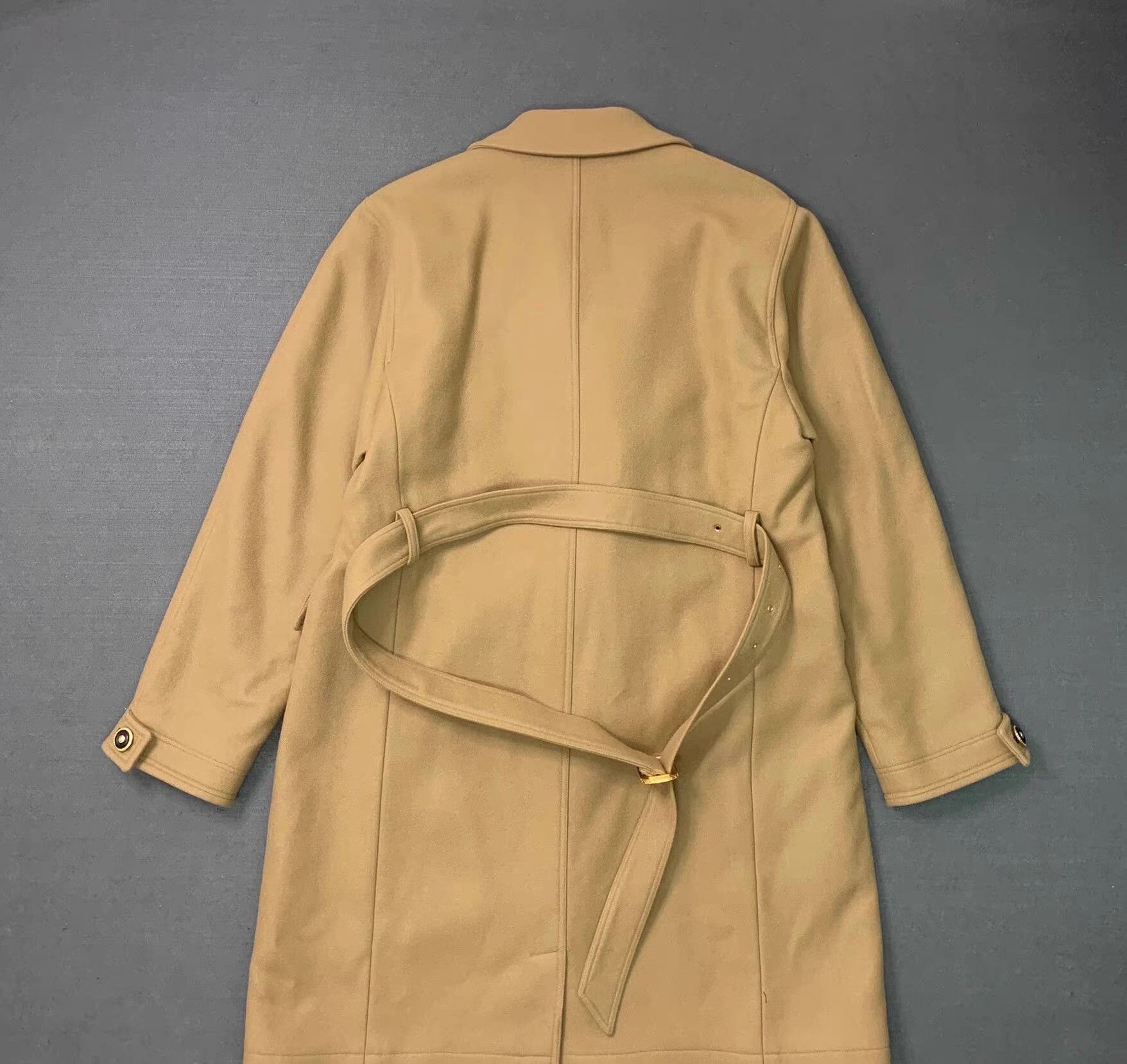 Versace Beige Long Double-Breasted Coat with Belt - Size L Size US L / EU 52-54 / 3 - 2 Thumbnail