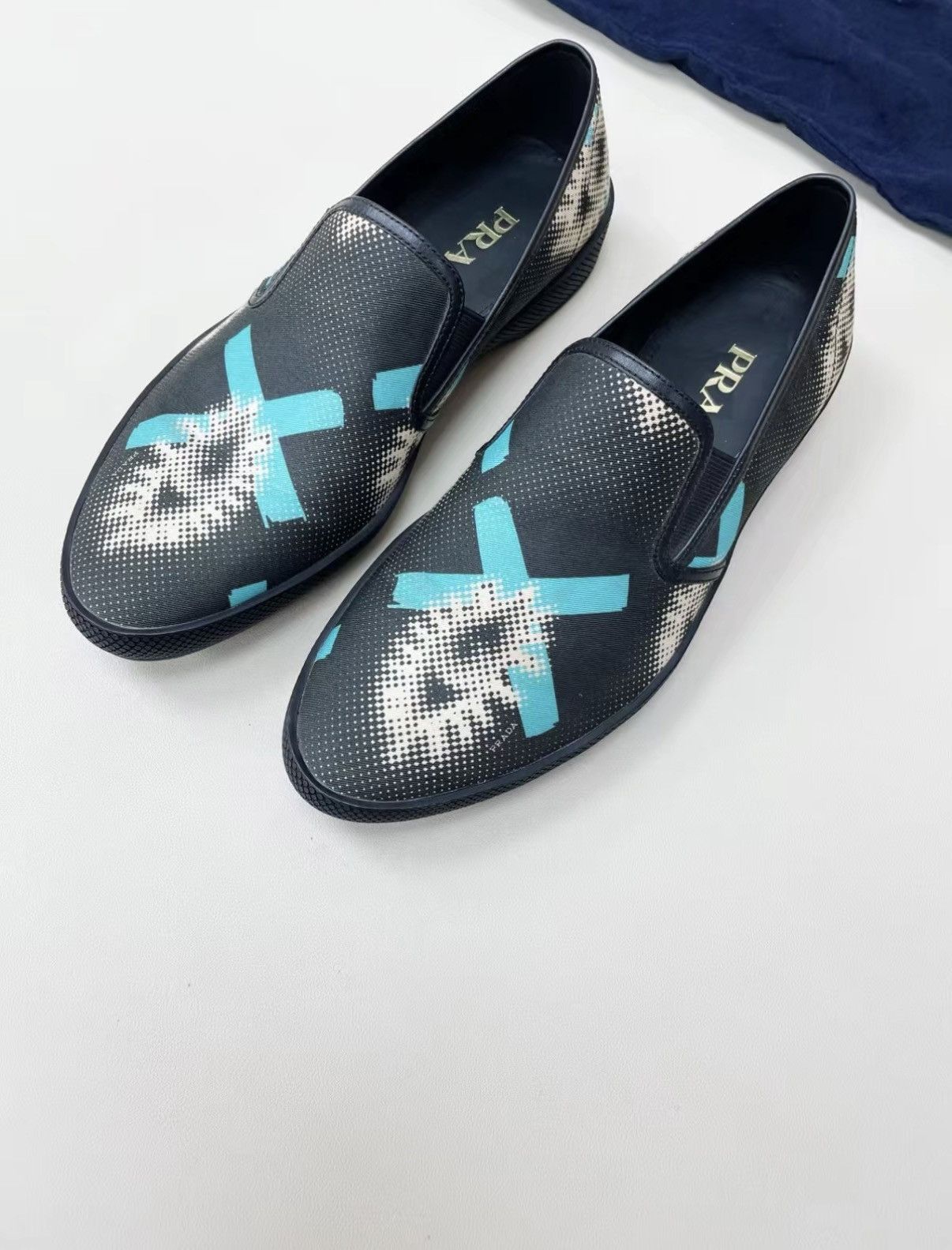 Prada Blue Patterned Slip-On Shoes Size 7.5 Size US 7.5 / EU 40-41 - 2 Thumbnail