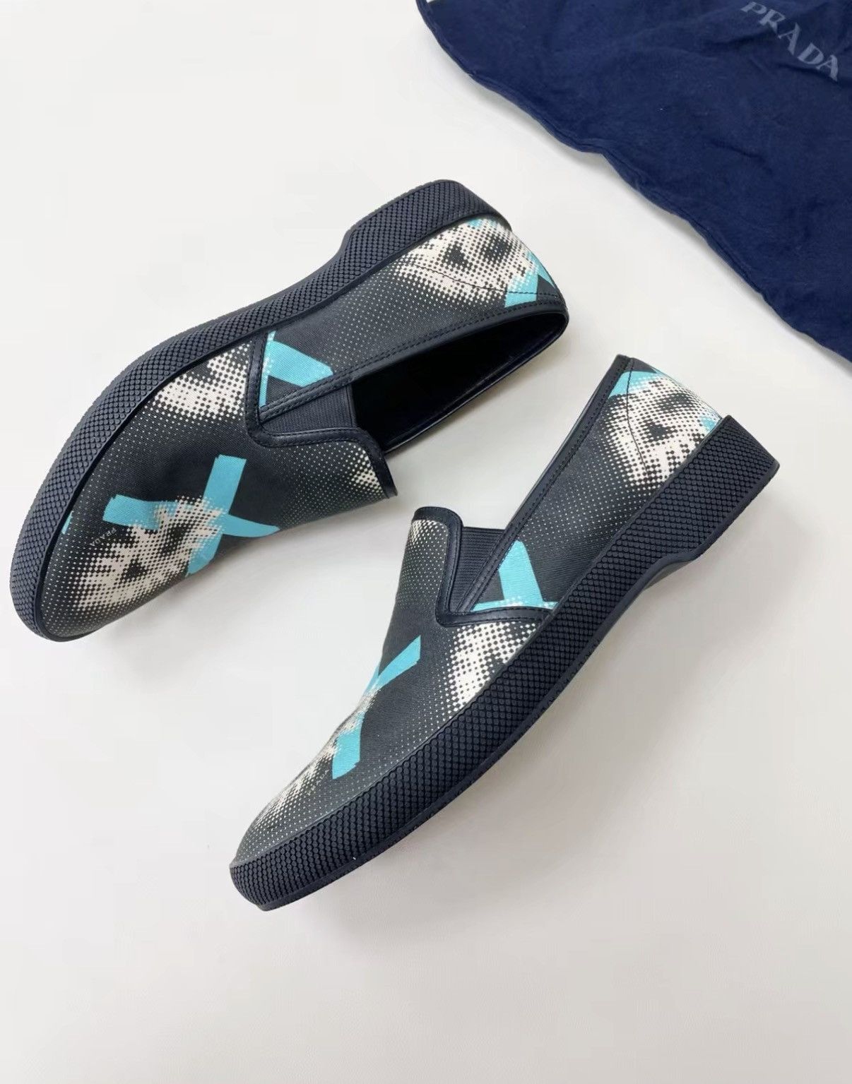 Prada Blue Patterned Slip-On Shoes Size 7.5 Size US 7.5 / EU 40-41 - 4 Thumbnail
