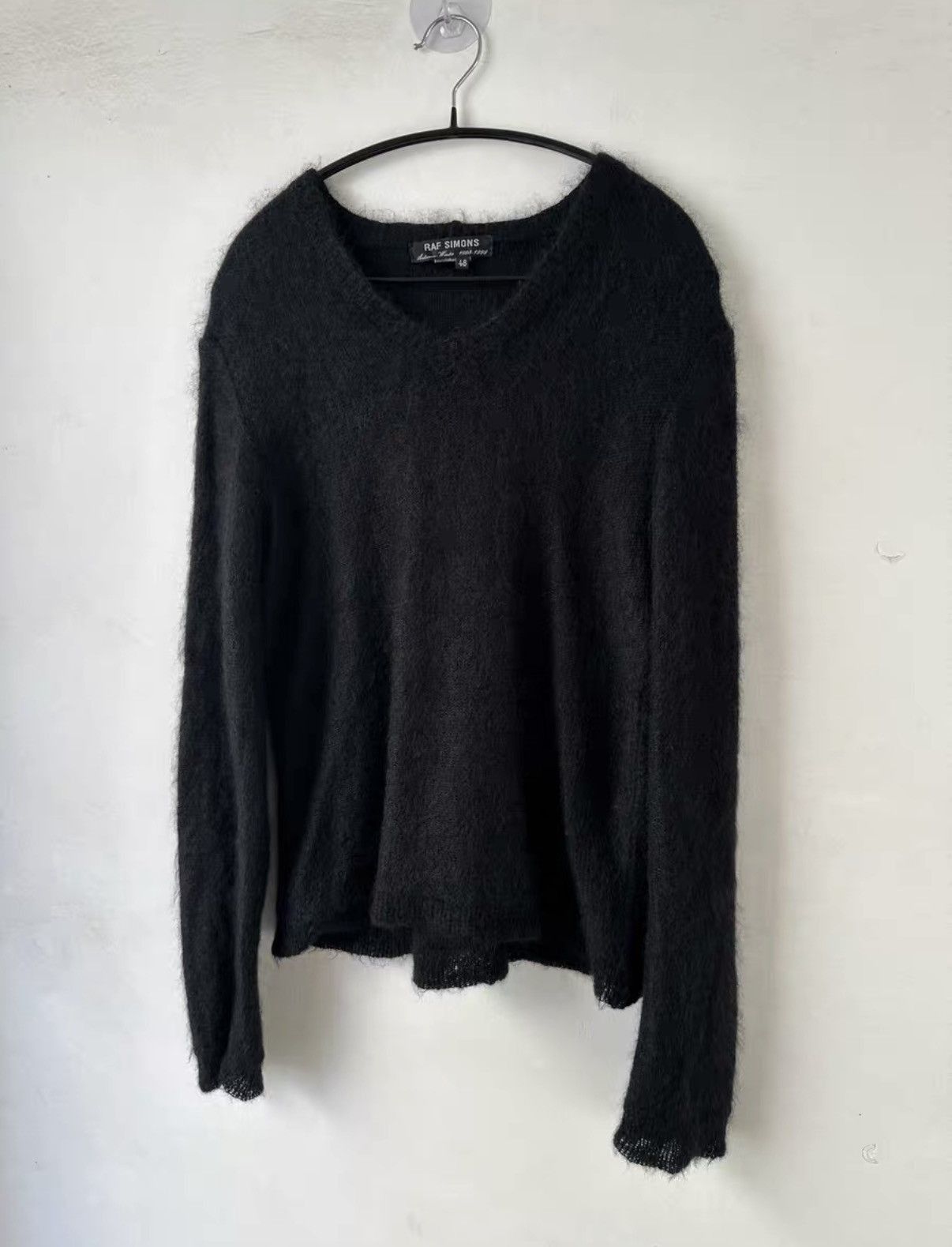Raf Simons Black V-Neck Long Sleeve Knit Sweater Size US M / EU 48-50 / 2 - 2 Thumbnail