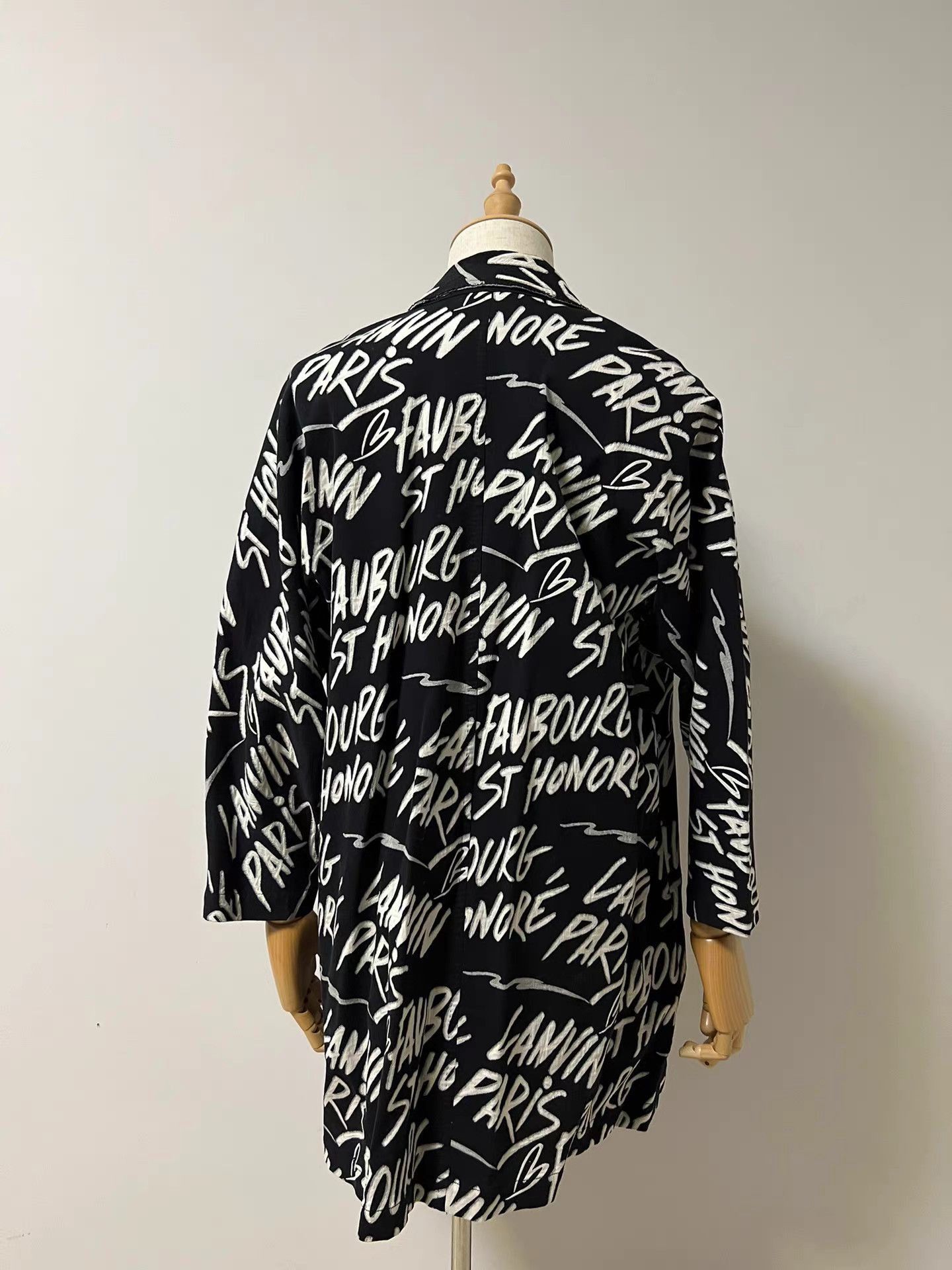 Lanvin Black Text Print Long Sleeve Button-Up Shirt Size US XS / EU 42 / 0 - 4 Thumbnail