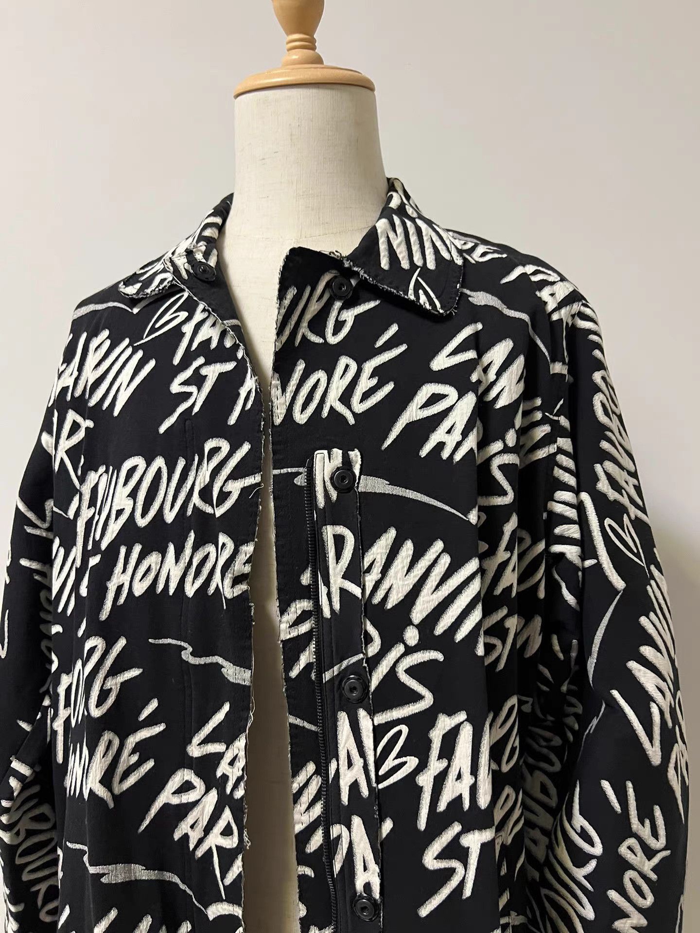 Lanvin Black Text Print Long Sleeve Button-Up Shirt Size US XS / EU 42 / 0 - 2 Thumbnail