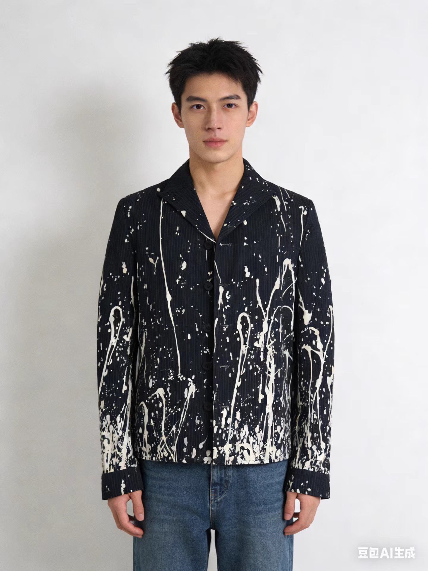 Jean Paul Gaultier Black Splatter Print Long Sleeve Button-Up Shirt Size US M / EU 48-50 / 2 - 4 Thumbnail