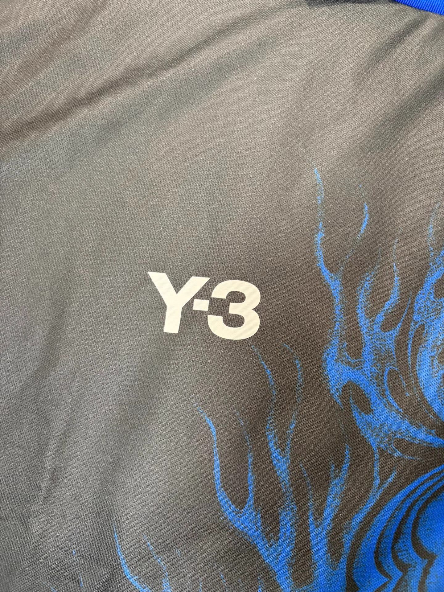 Y-3 Black Long Sleeve Jersey with Blue Swirl Patterns Size US L / EU 52-54 / 3 - 4 Thumbnail