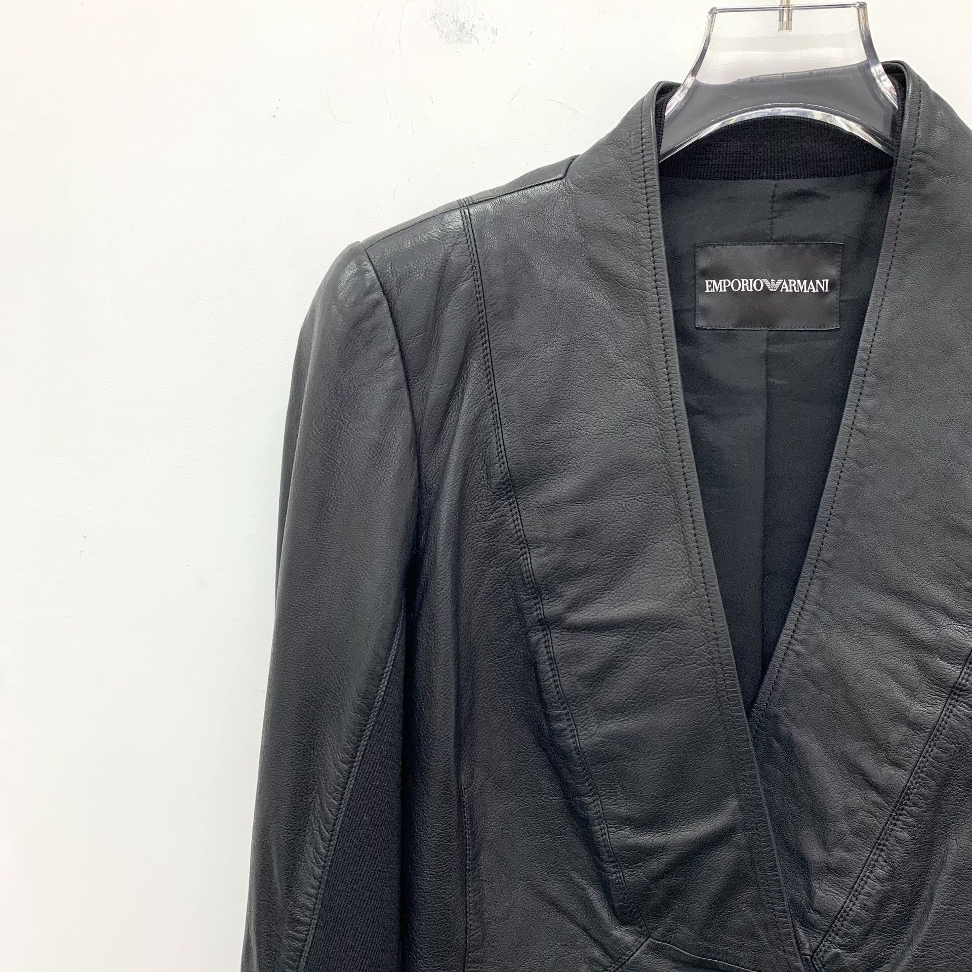 Armani Armani Leather Black Leather Jacket L Men Size US L / EU 52-54 / 3 - 3 Thumbnail