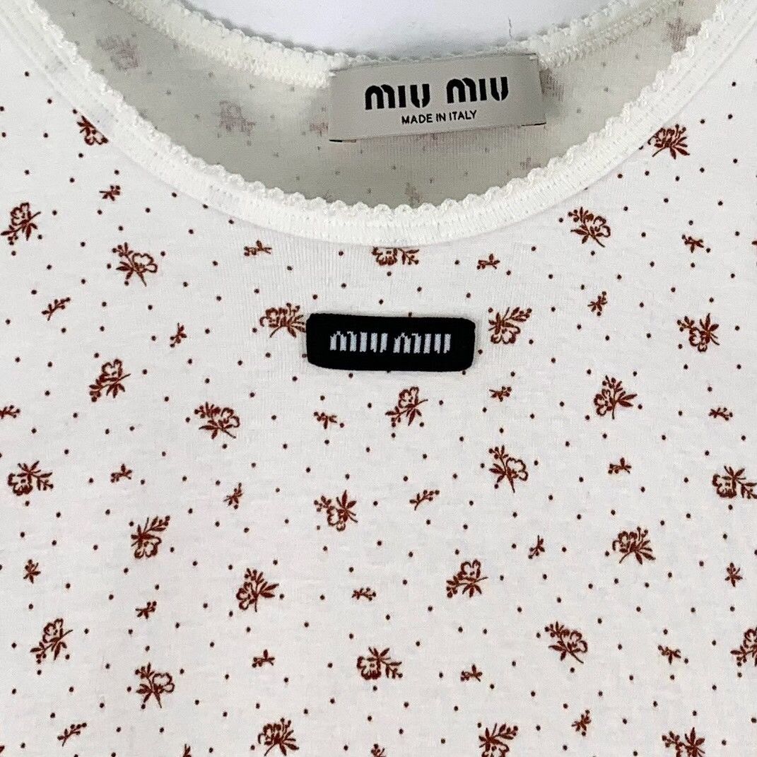 Miu Miu Miu Miu Cotton White Tank Top L Women Size L / US 10 / IT 46 - 4 Thumbnail