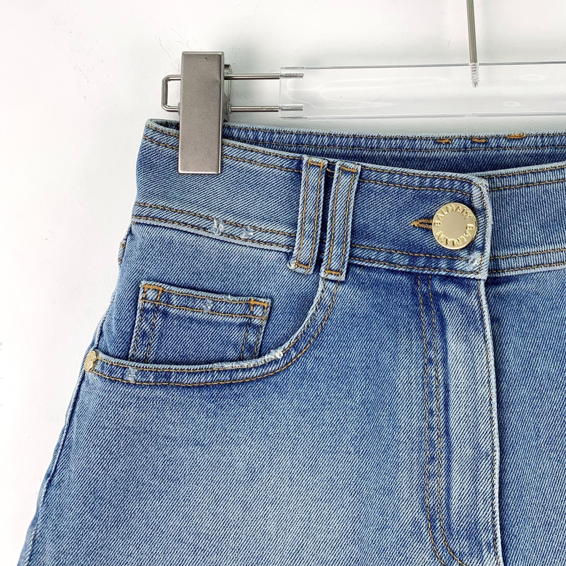 Balmain Balmain Cotton Embroidered Blue Jeans S Women Size 26" / US 2 / IT 38 - 3 Thumbnail