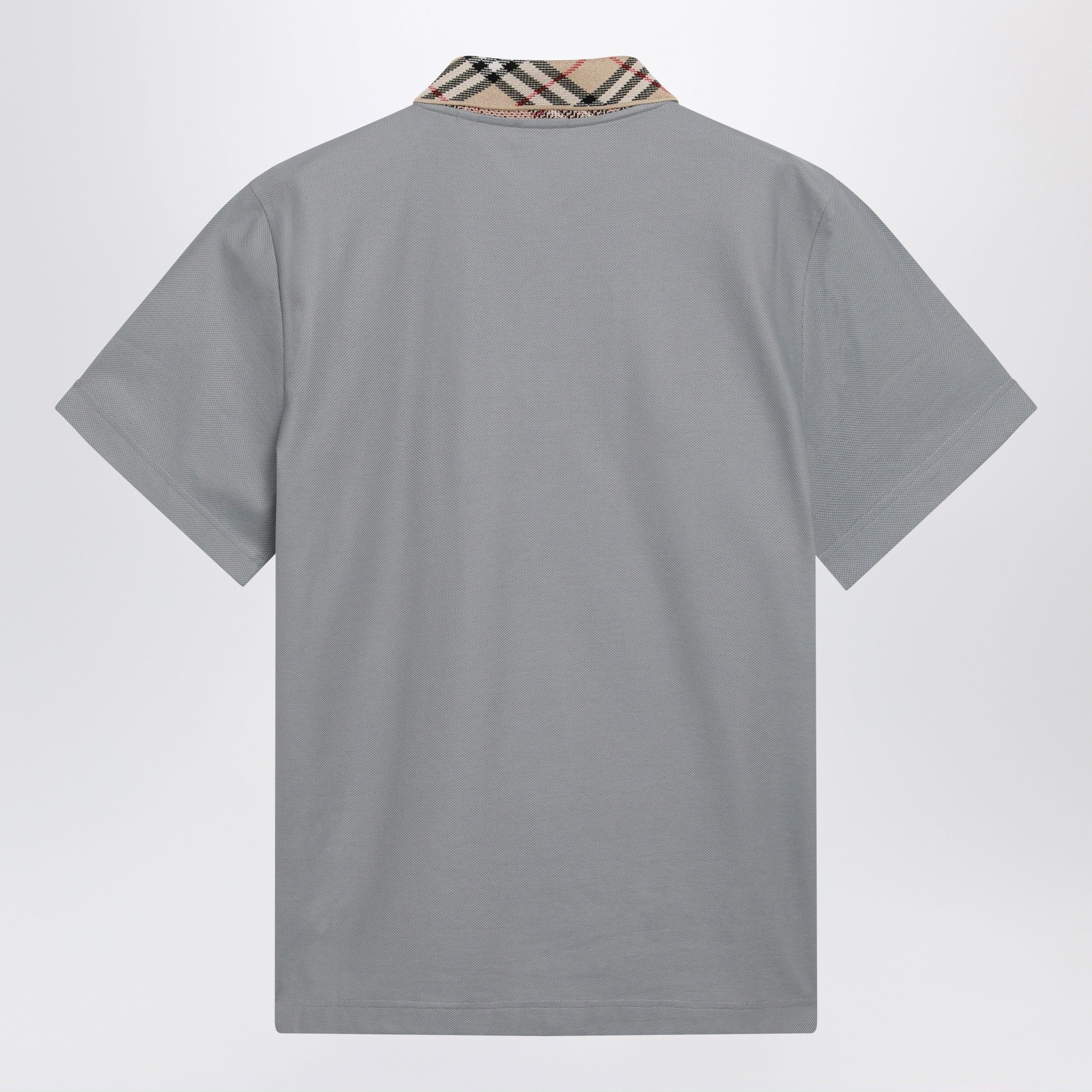 Burberry Burberry Grey Cotton Polo With Check Collar Size US S / EU 44-46 / 1 - 2 Thumbnail