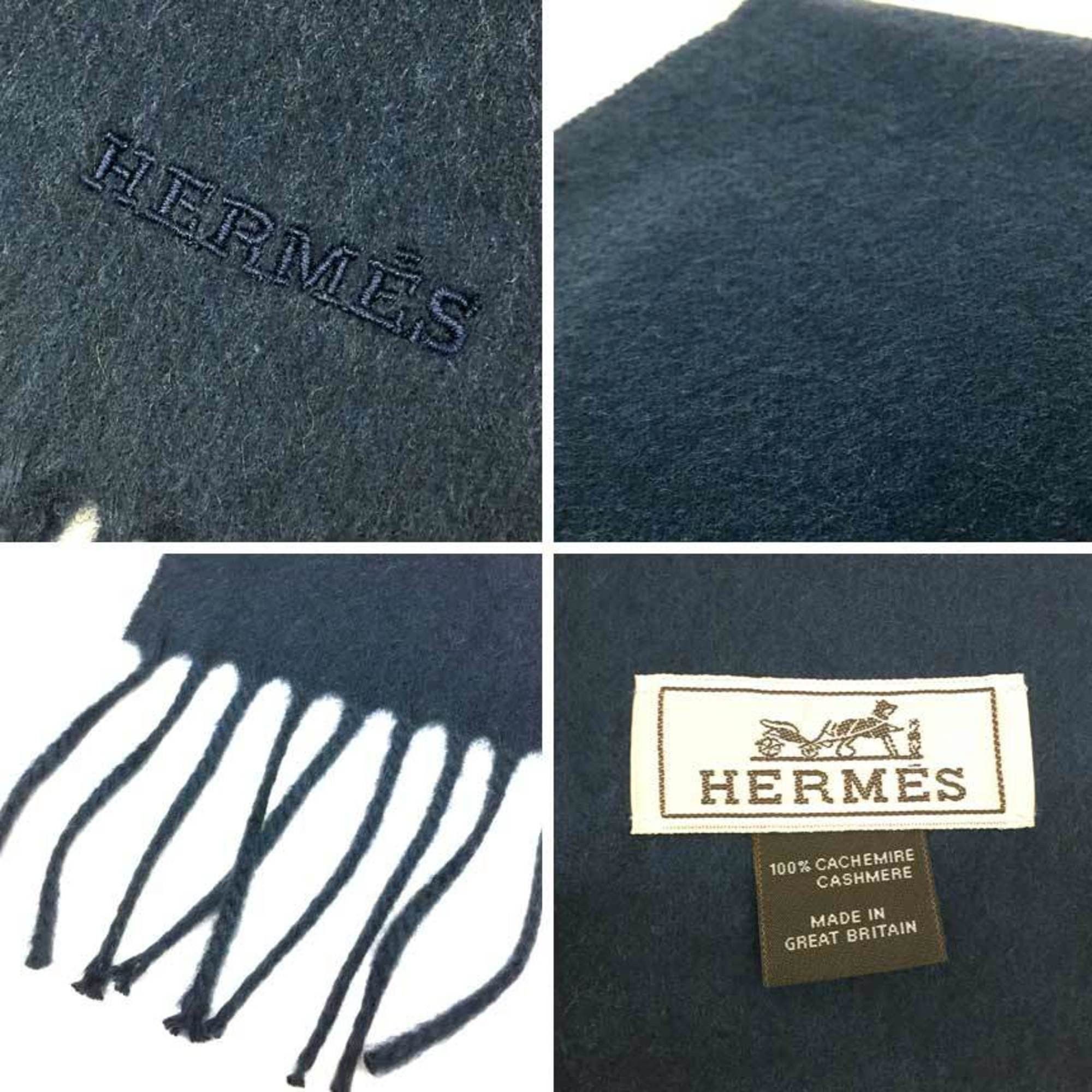 Hermes HERMES scarf, H393622T 72, ECHARPE TISSEE, 100% cashmere, size BLEU PILOTE (blue/navy), men's/women's. Size ONE SIZE - 3 Thumbnail