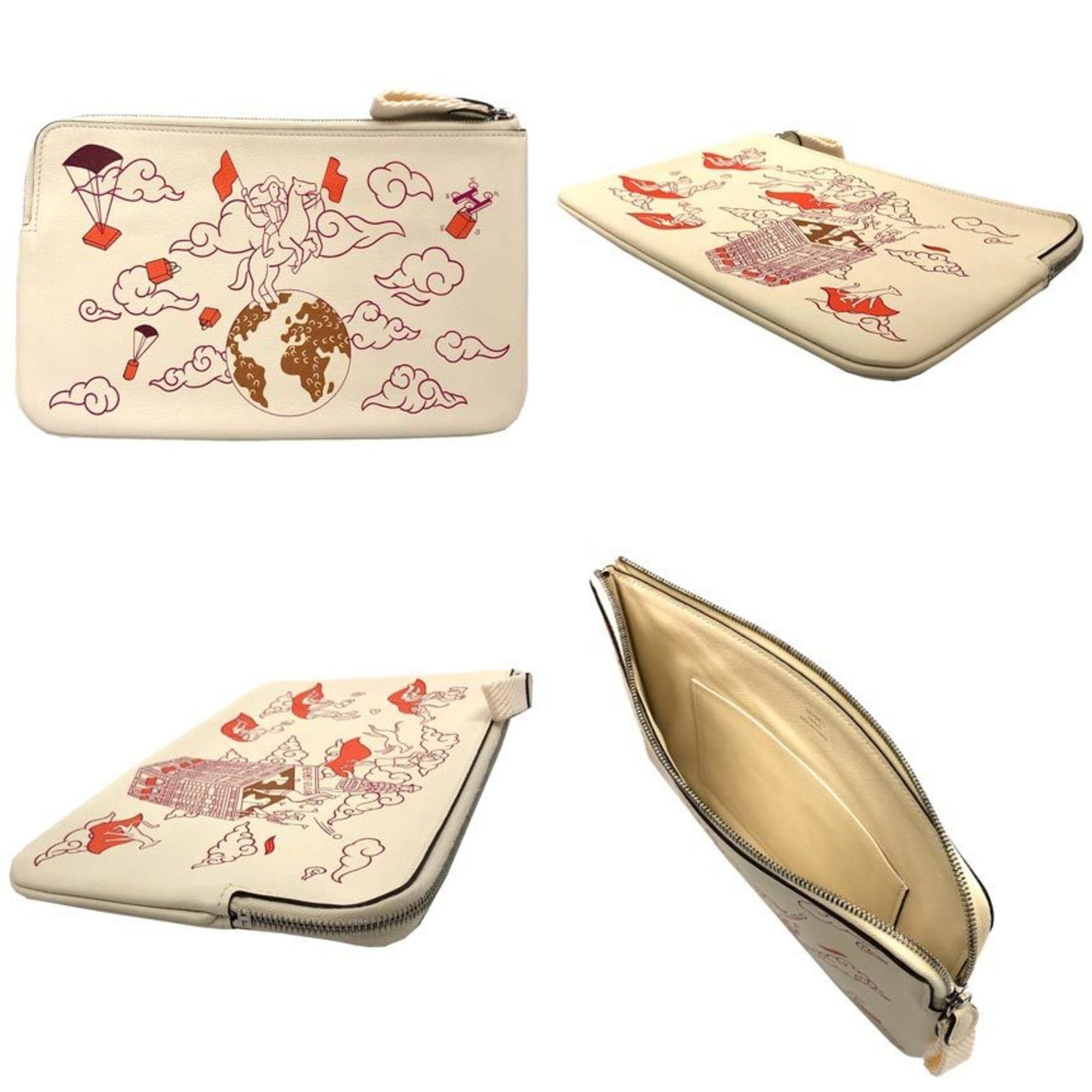 Hermes HERMES Carre Pocket Long, Hermes Epic, H082892, Swift Calfskin, Nata/Framboise (Framboise) Ivory, Z stamp (manufactured) Size ONE SIZE - 2 Thumbnail