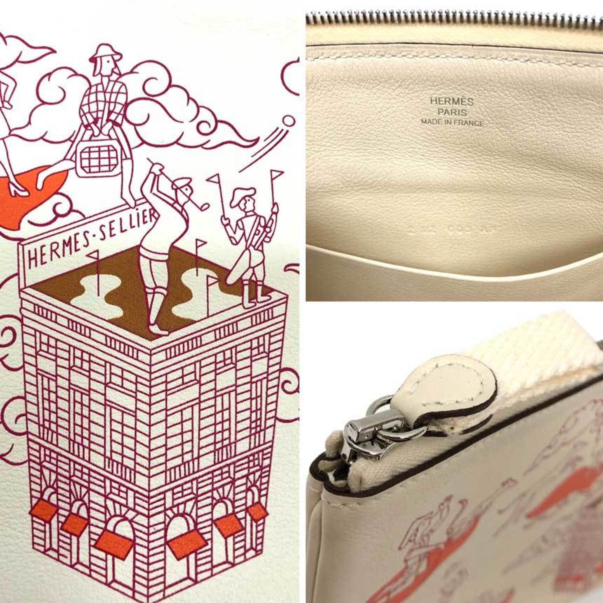 Hermes HERMES Carre Pocket Long, Hermes Epic, H082892, Swift Calfskin, Nata/Framboise (Framboise) Ivory, Z stamp (manufactured) Size ONE SIZE - 3 Thumbnail