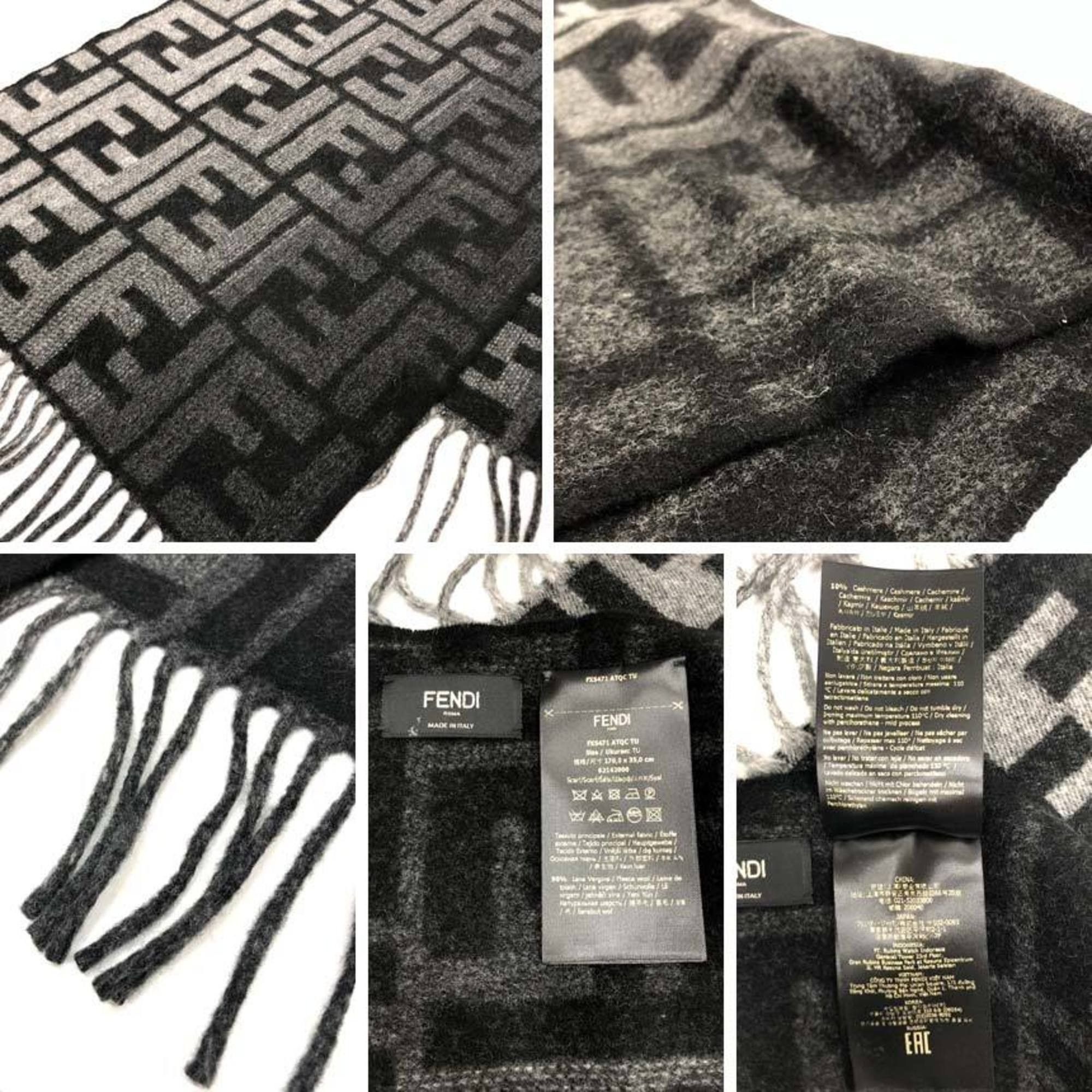 Fendi Fendi Zucca FF Scarf/Stole, Black x Gray, Wool, Men's/Women's Size ONE SIZE - 3 Thumbnail