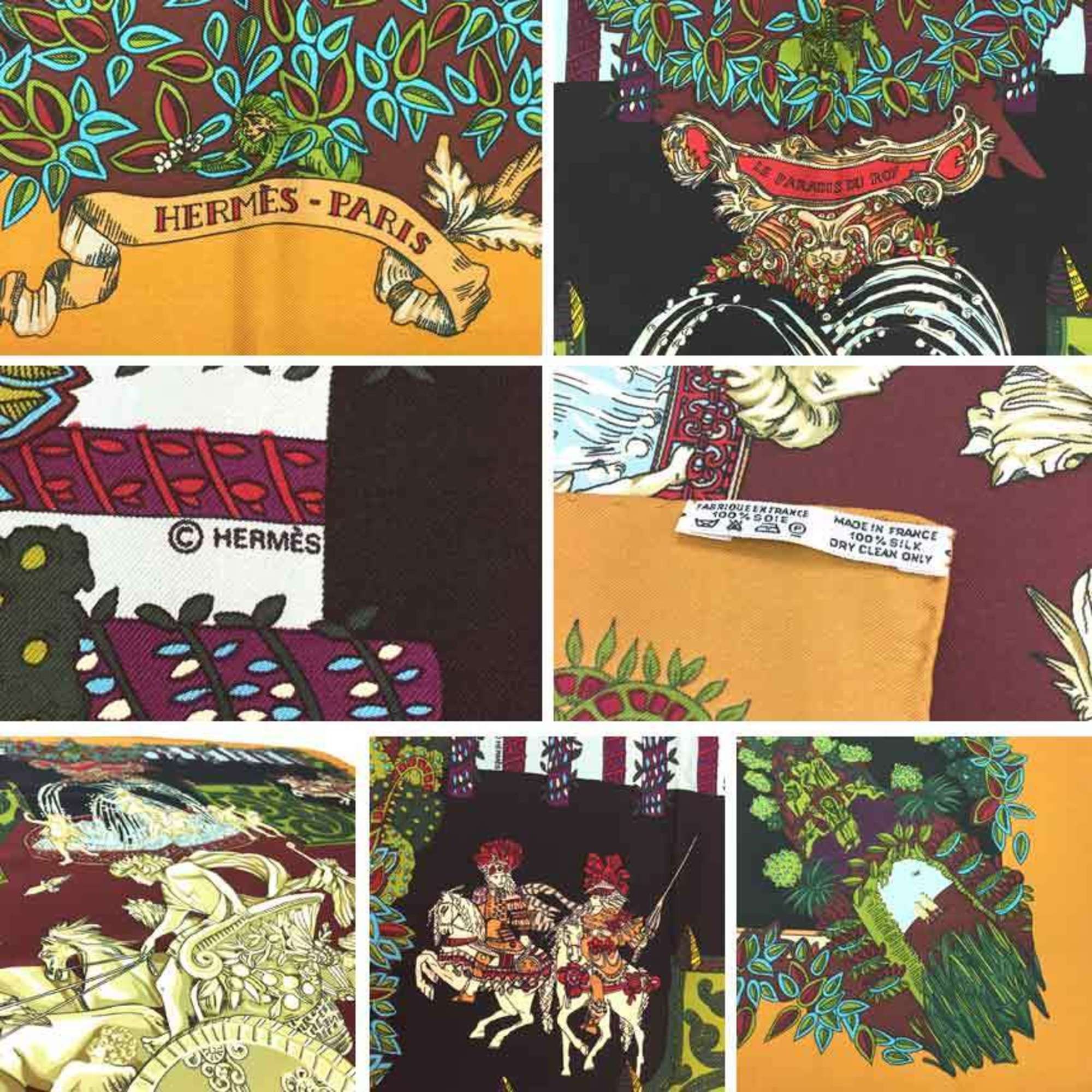 Hermes HERMES scarf/muffler, Carre 90, 100% silk, LE PARADIS DU ROY (The King's Paradise), black x yellow-orange. Hermes silk scarf. Size ONE SIZE - 2 Thumbnail