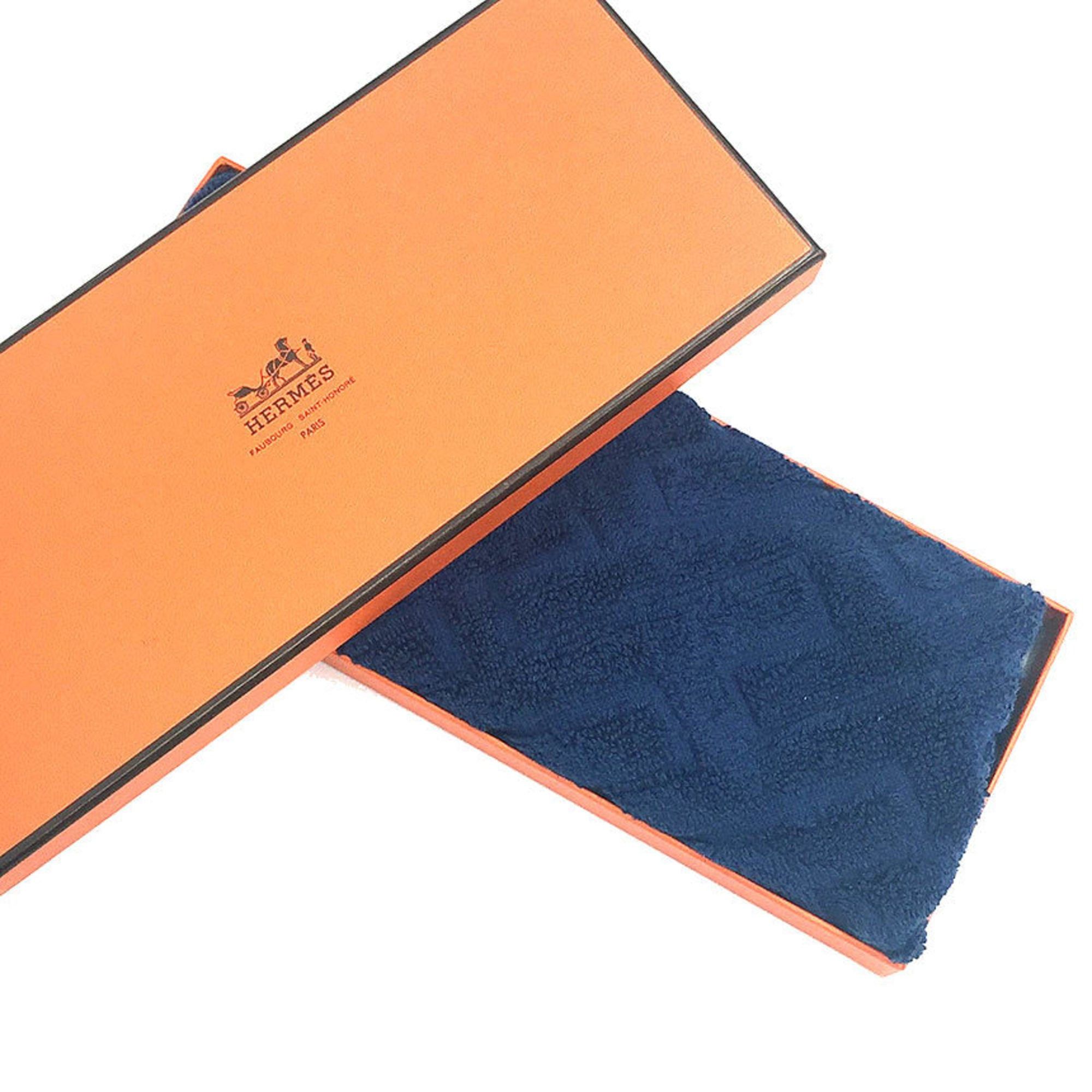 Hermes Hermes Carre Towel, Stairs design, hand towel, 100% cotton, navy blue, H men's, women's, unisex. Size ONE SIZE - 2 Thumbnail