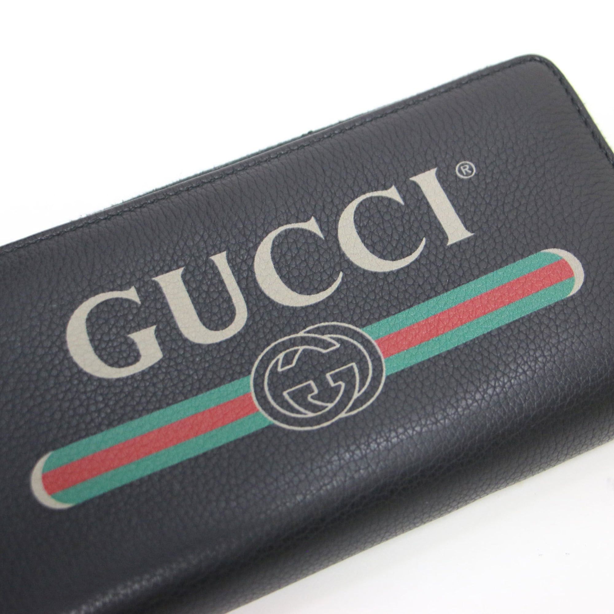 Gucci GUCCI wallet, black, round long 496317 0416, printed leather, women's, K4755 Size ONE SIZE - 5 Thumbnail