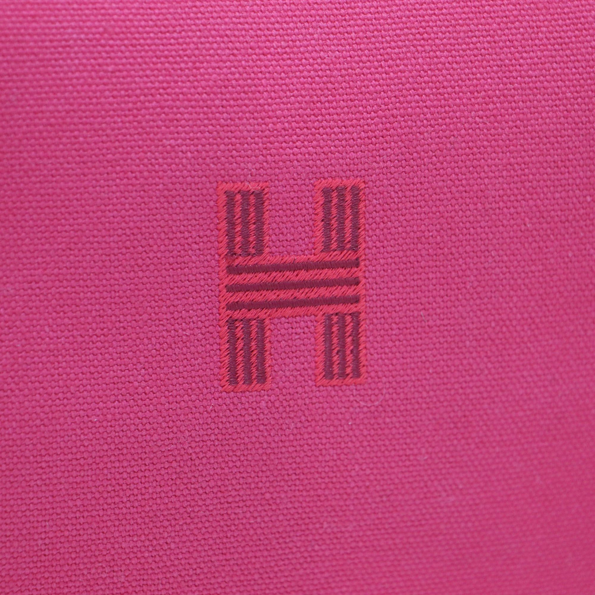 Hermes HERMES Bride à Black GM Pouch, One Handle, Embroidered Mark, Canvas, Cotton, Leather, Pink, Women's, K4750 Size ONE SIZE - 9 Thumbnail