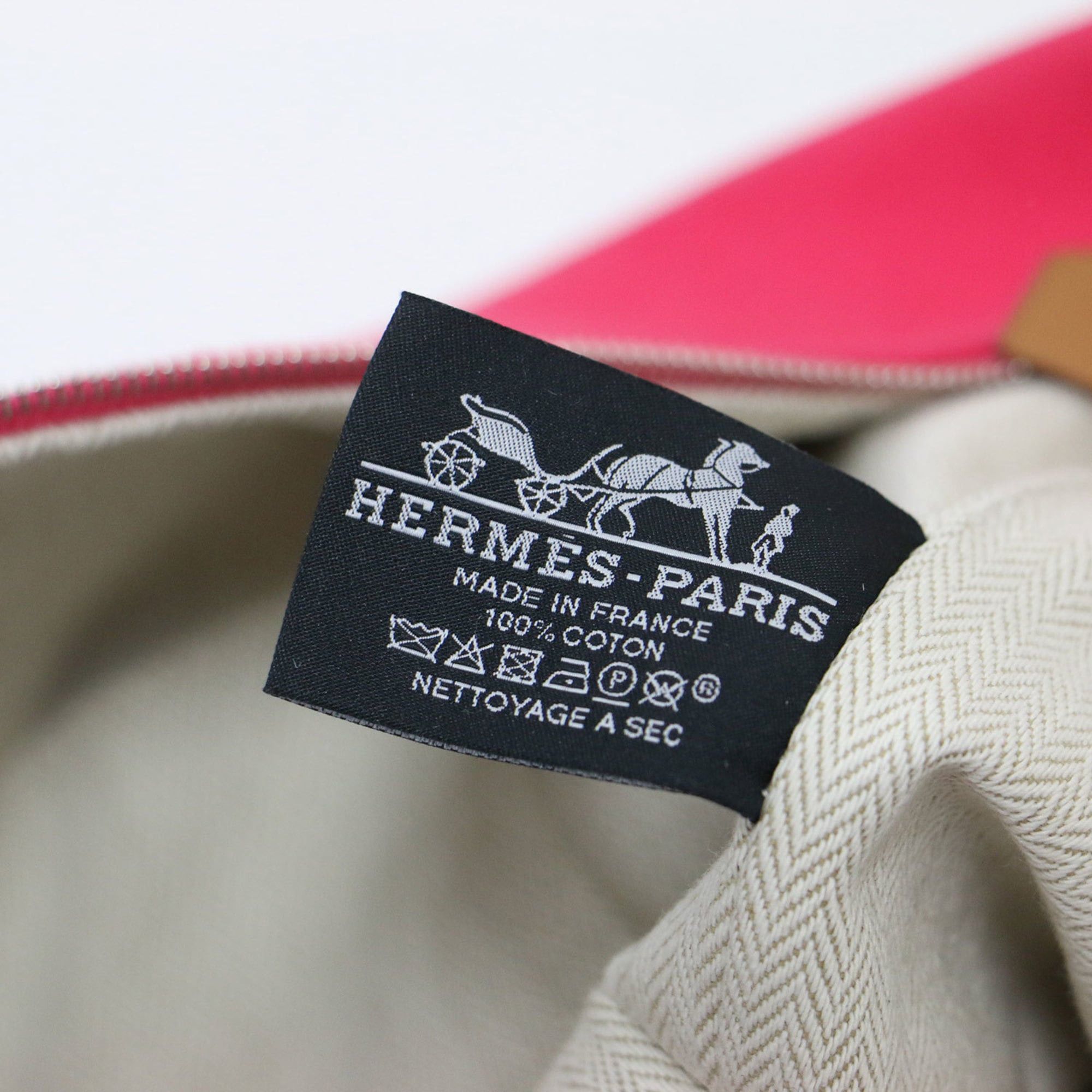 Hermes HERMES Bride à Black GM Pouch, One Handle, Embroidered Mark, Canvas, Cotton, Leather, Pink, Women's, K4750 Size ONE SIZE - 6 Thumbnail