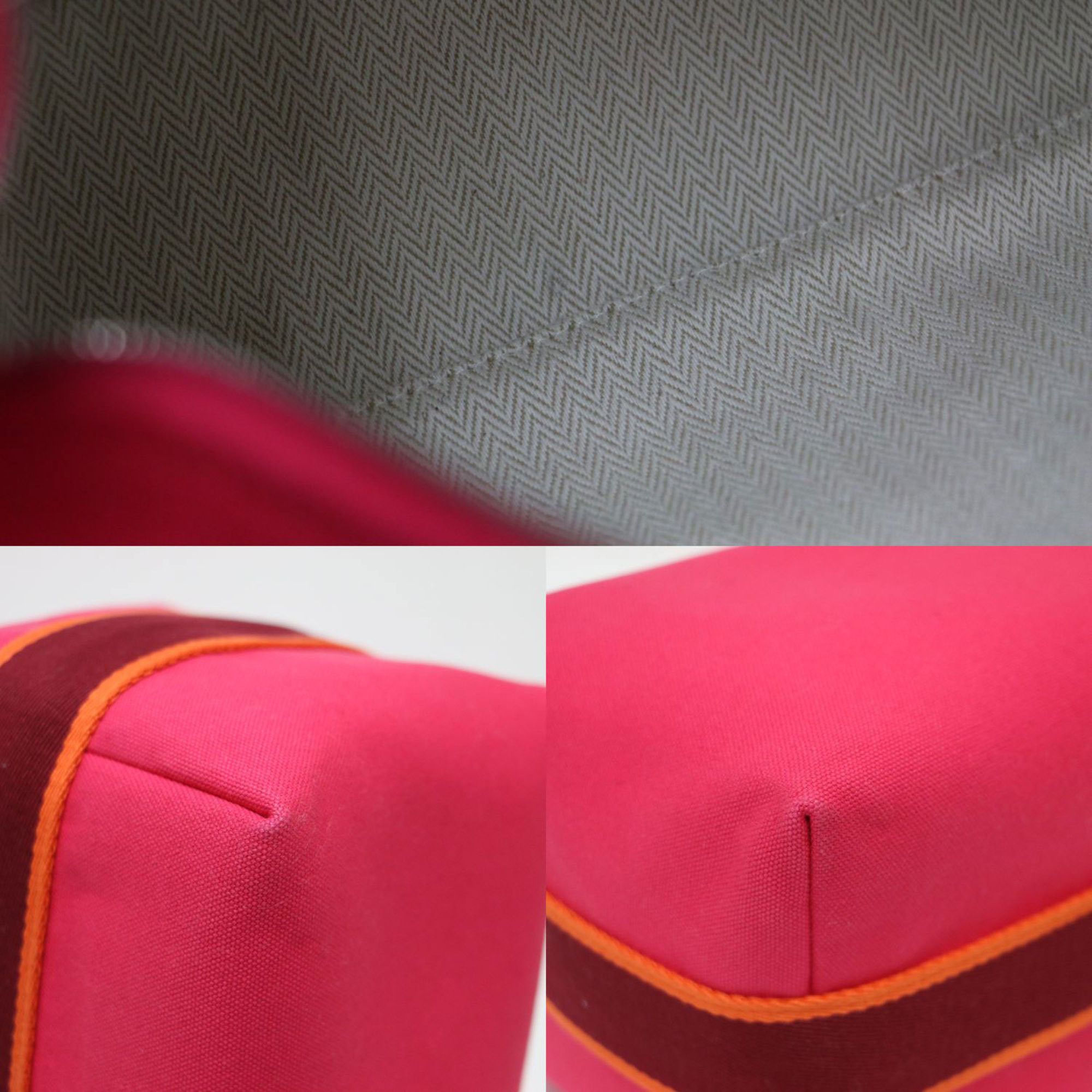 Hermes HERMES Bride à Black GM Pouch, One Handle, Embroidered Mark, Canvas, Cotton, Leather, Pink, Women's, K4750 Size ONE SIZE - 12 Thumbnail