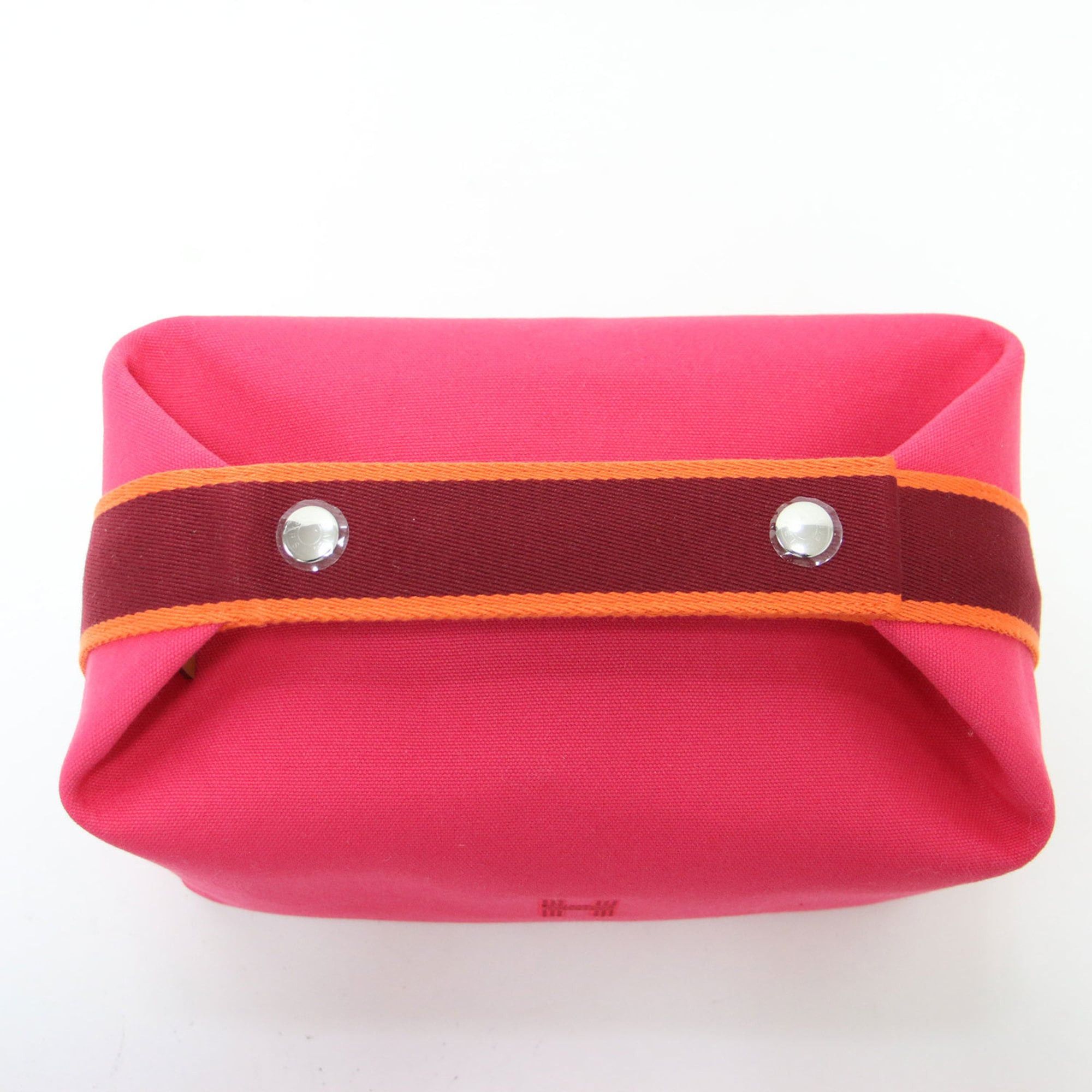 Hermes HERMES Bride à Black GM Pouch, One Handle, Embroidered Mark, Canvas, Cotton, Leather, Pink, Women's, K4750 Size ONE SIZE - 8 Thumbnail