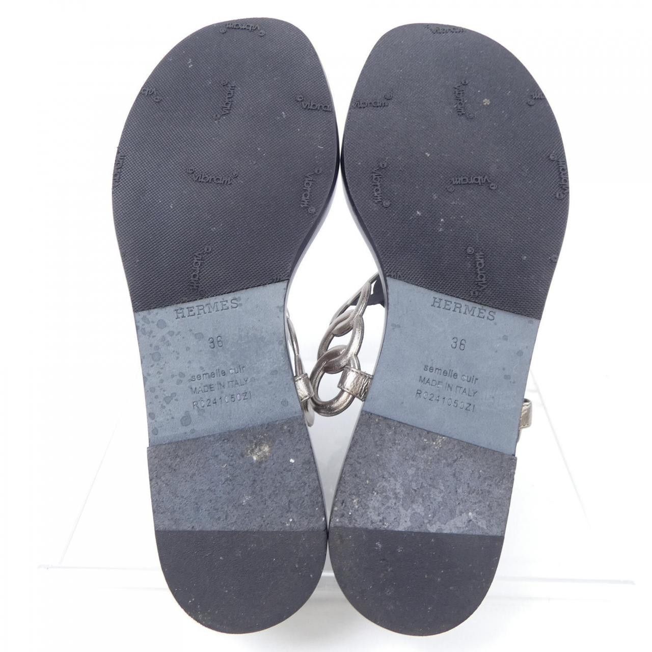 Hermes Hermes Hermes Eos Chaine d’Ancre Nappa Metallise Sandals Leather Shoes DUTY FREE for USA Size ONE SIZE - 4 Thumbnail