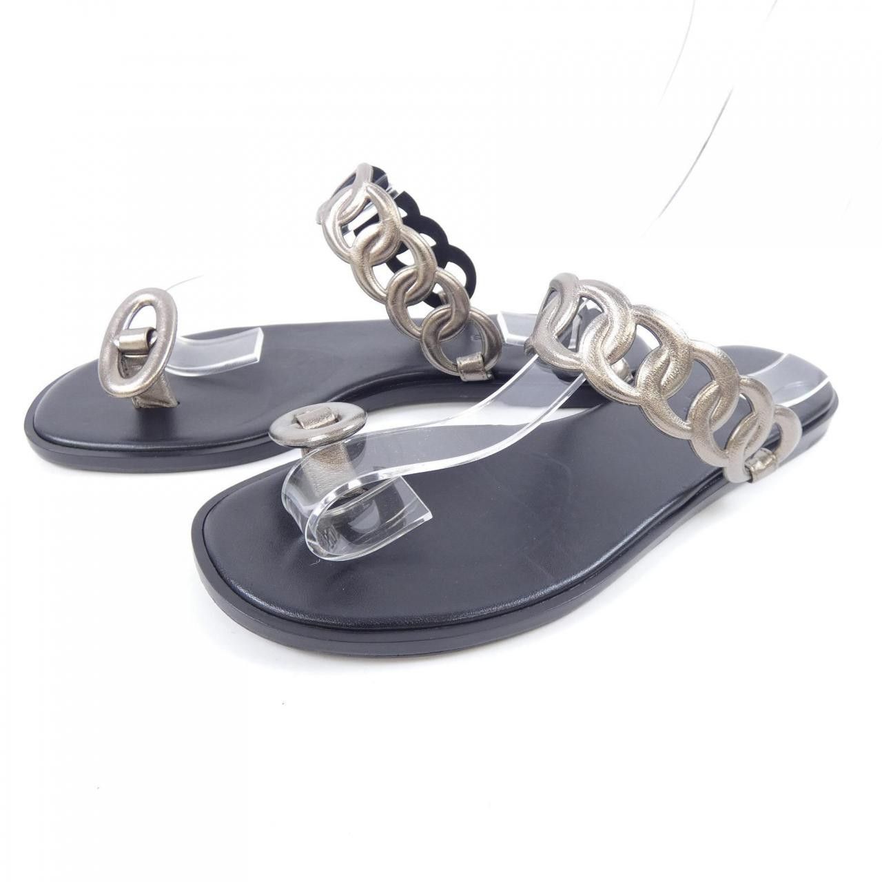 Hermes Hermes Hermes Eos Chaine d’Ancre Nappa Metallise Sandals Leather Shoes DUTY FREE for USA Size ONE SIZE - 3 Thumbnail