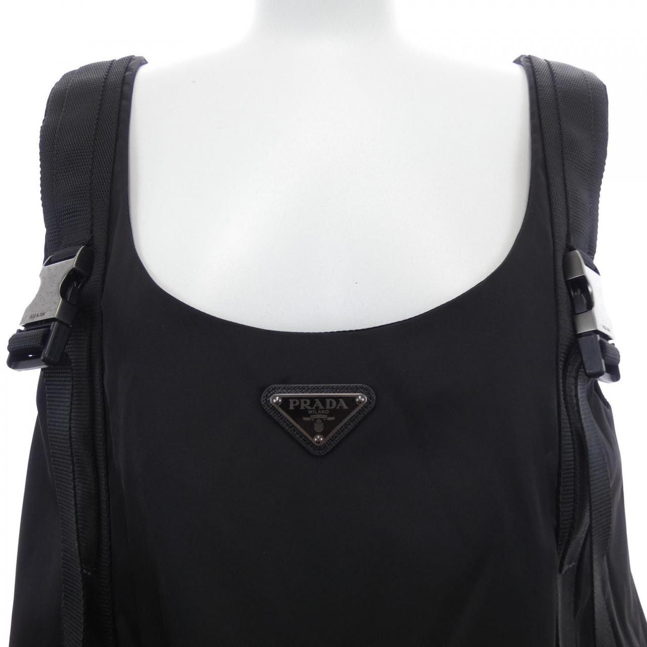Prada Prada Prada Triangle Logo Re-Nylon Sleeveless Dress Textile Dresses 230637S2021YFL DUTY FREE for USA Size ONE SIZE - 5 Thumbnail