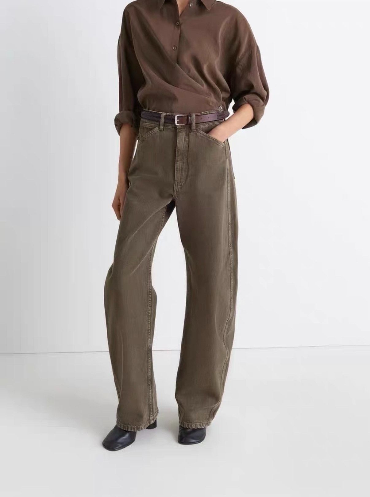Lemaire LEMAIRE 25FW Brown Silk Pleated Shirt Size US XS / EU 42 / 0 - 6 Thumbnail