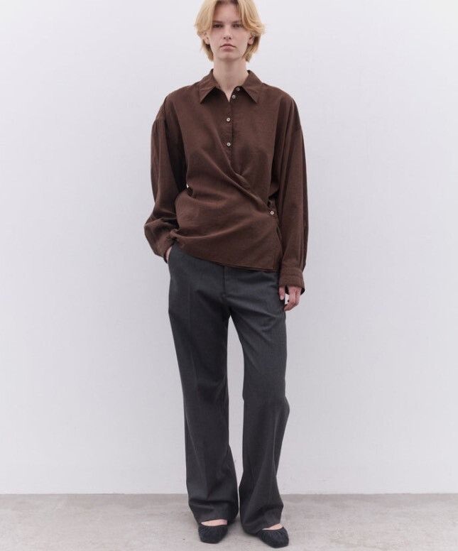 Lemaire LEMAIRE 25FW Brown Silk Pleated Shirt Size US XS / EU 42 / 0 - 3 Thumbnail