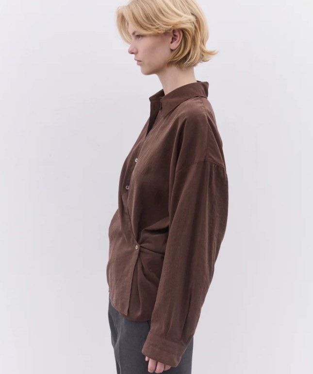 Lemaire LEMAIRE 25FW Brown Silk Pleated Shirt Size US XS / EU 42 / 0 - 4 Thumbnail