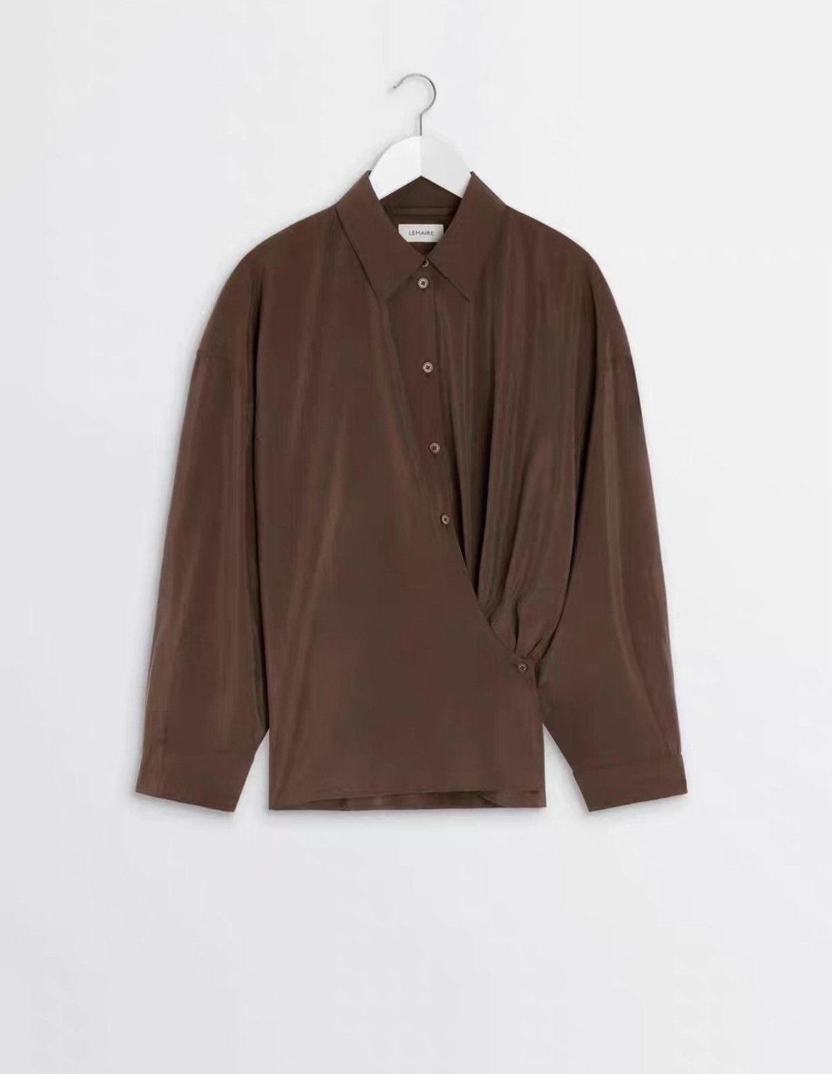 Lemaire LEMAIRE 25FW Brown Silk Pleated Shirt Size US XS / EU 42 / 0 - 2 Thumbnail