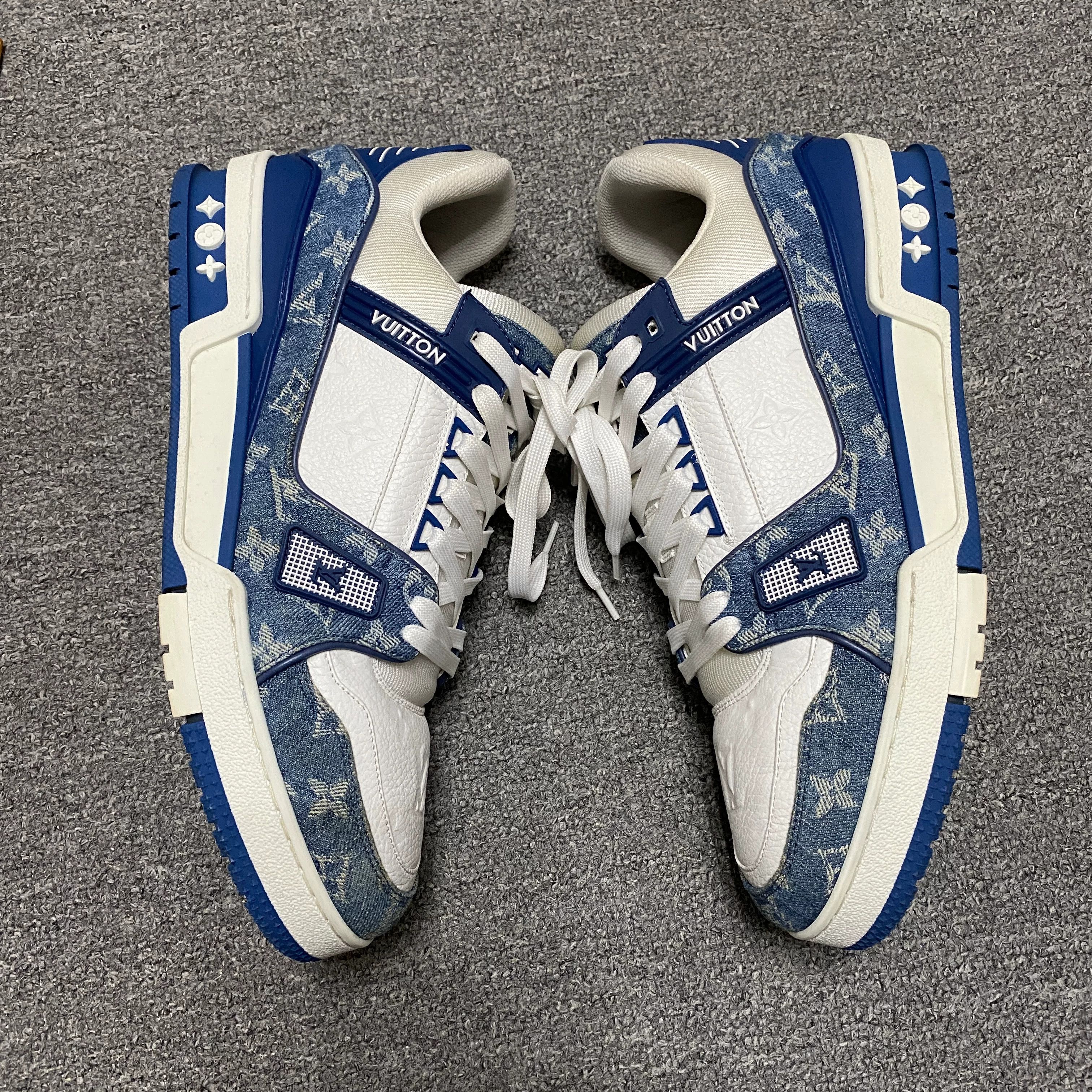 Louis Vuitton Louis Vuitton LV Trainer White Blue Denim Size US 10.5 / EU 43-44 - 4 Thumbnail